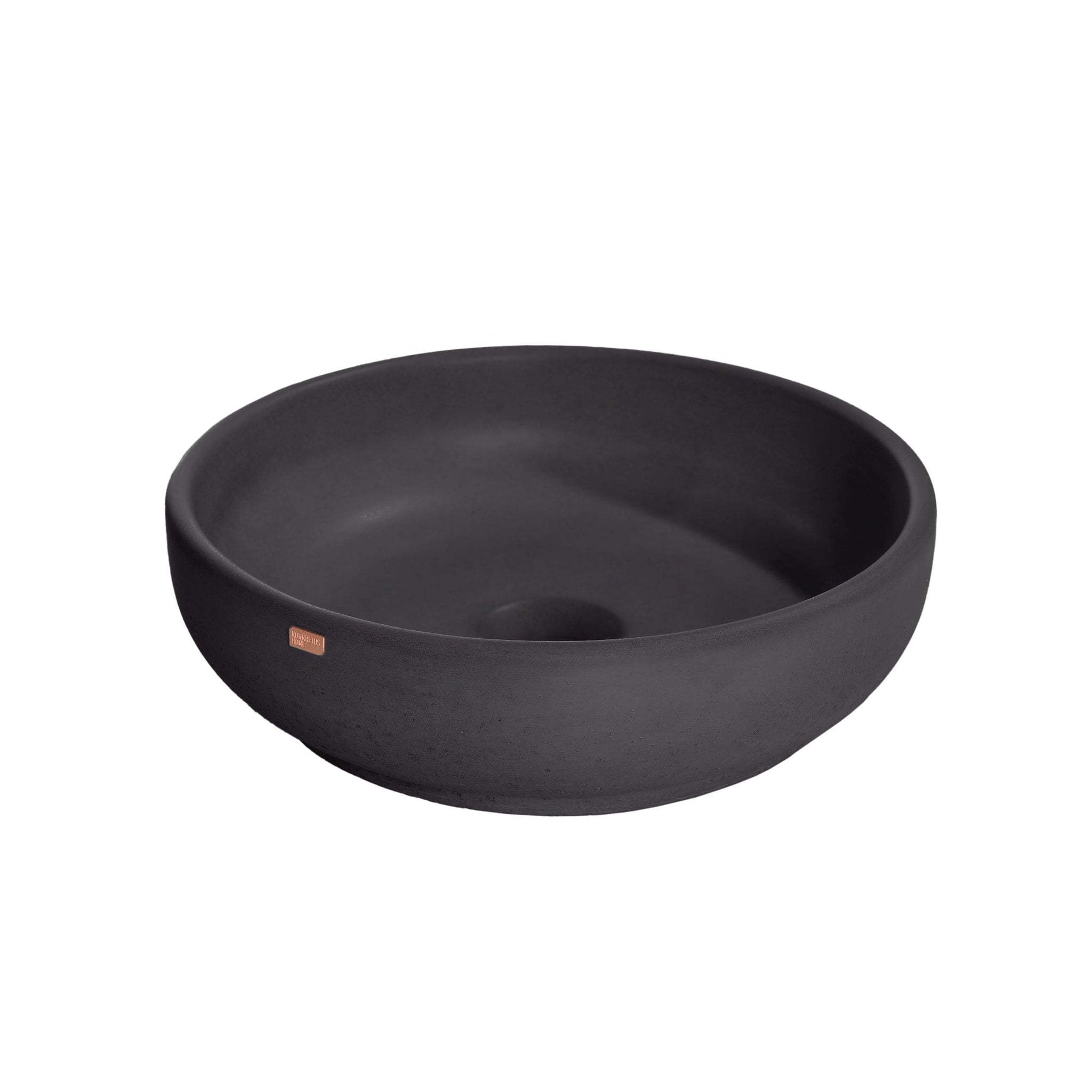 Konkretus, Konkretus Fladd02 15" Coal Black Top Mount Vessel Concrete Bathroom Sink
