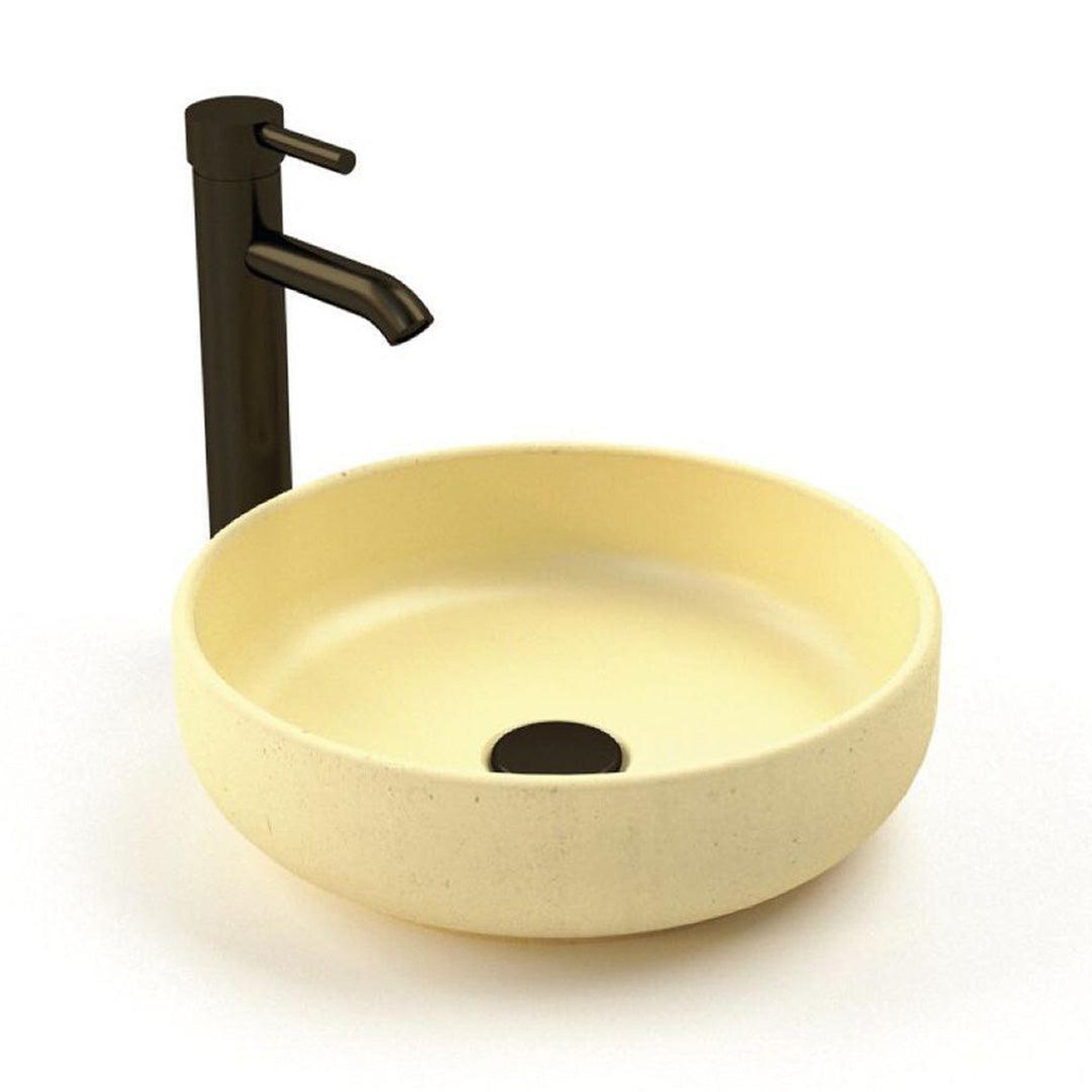 Konkretus, Konkretus Fladd02 15" Dune Yellow Top Mount Vessel Concrete Bathroom Sink