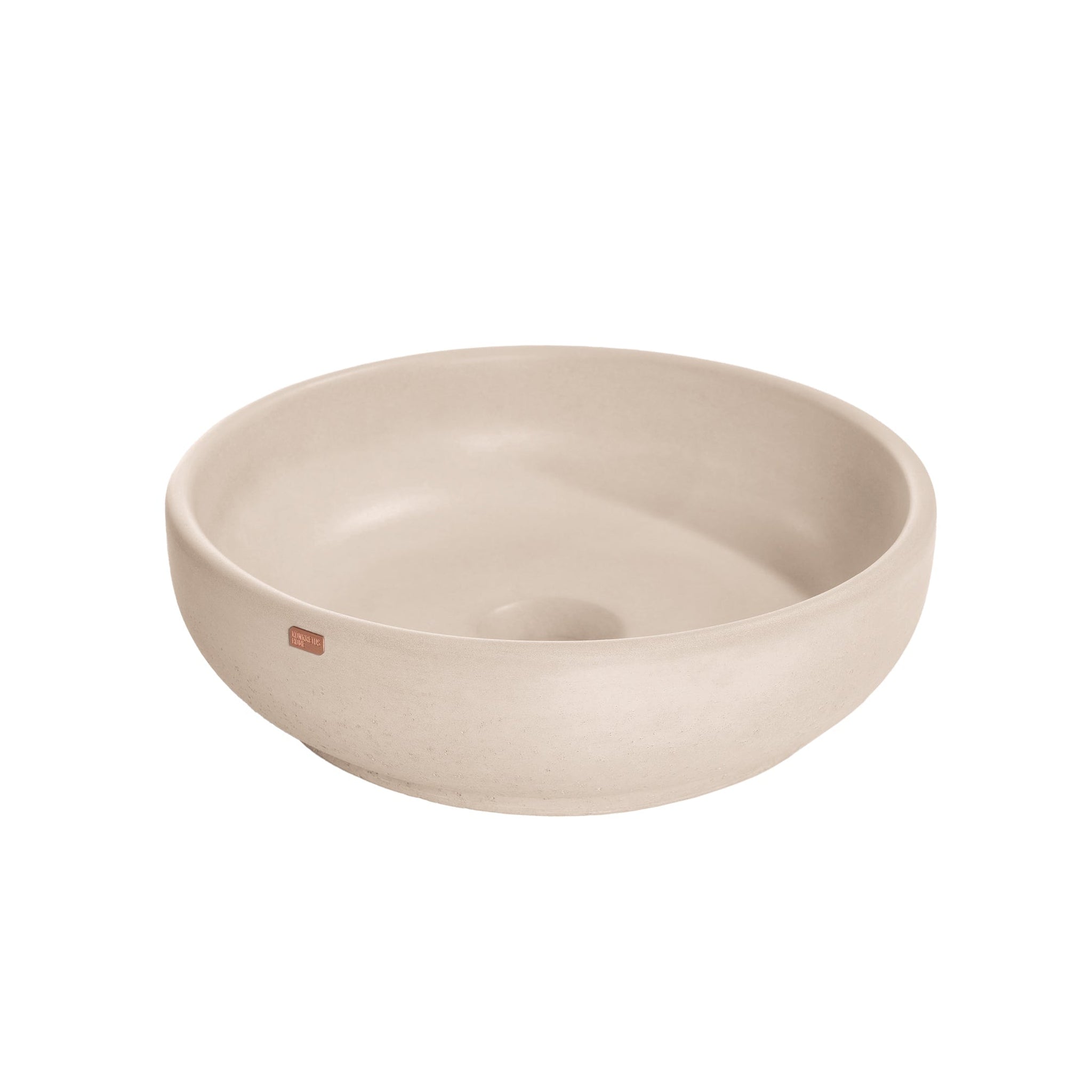 Konkretus, Konkretus Fladd02 15" Linen Beige Top Mount Vessel Concrete Bathroom Sink