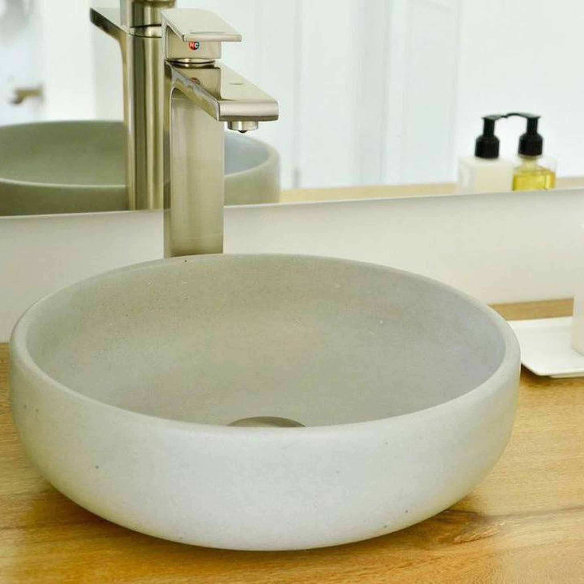 Konkretus, Konkretus Fladd02 15" Rain Gray Top Mount Vessel Concrete Bathroom Sink