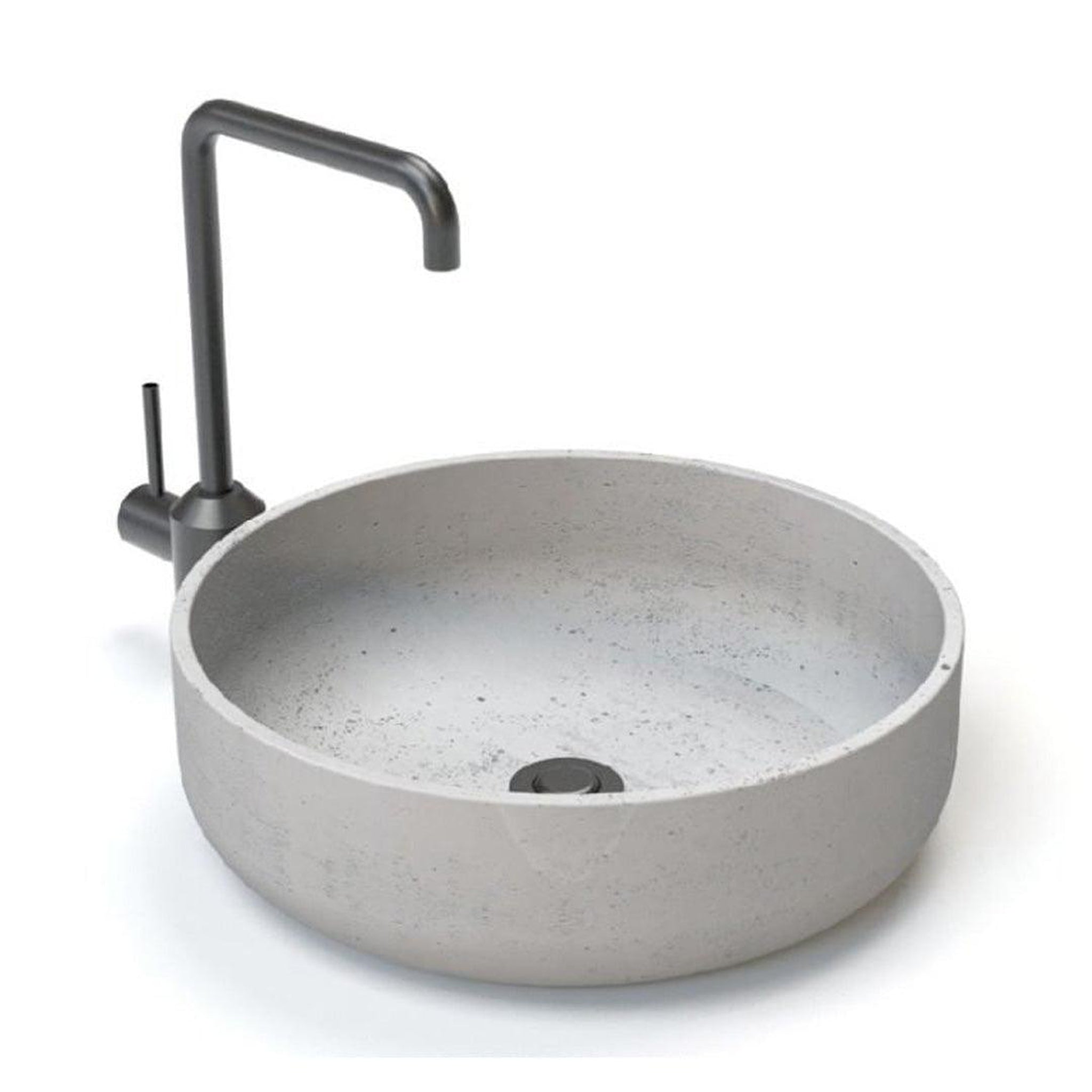 Konkretus, Konkretus Fladd02 15" Shadow Gray Top Mount Vessel Concrete Bathroom Sink