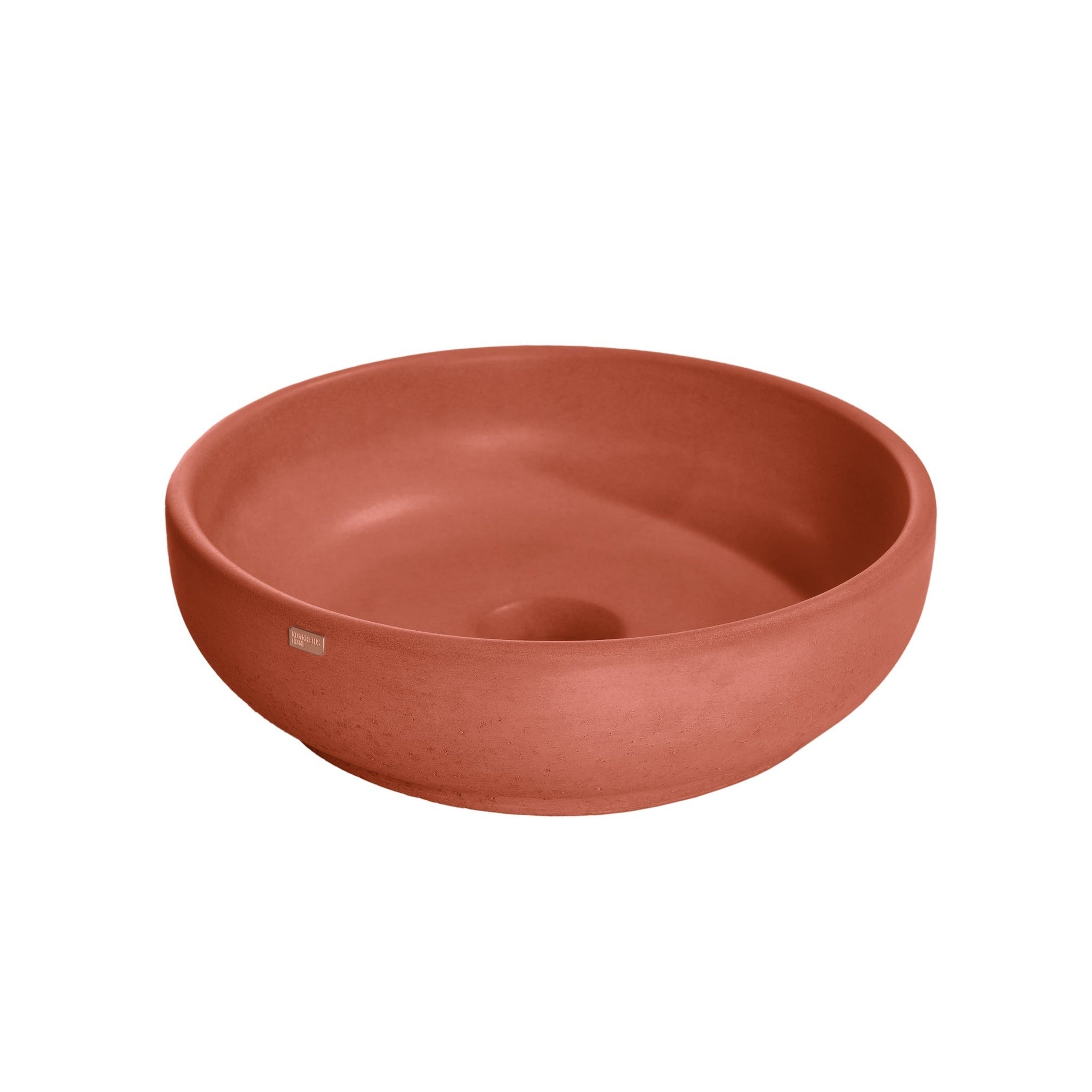 Konkretus, Konkretus Fladd02 15" Terracota Red Top Mount Vessel Concrete Bathroom Sink