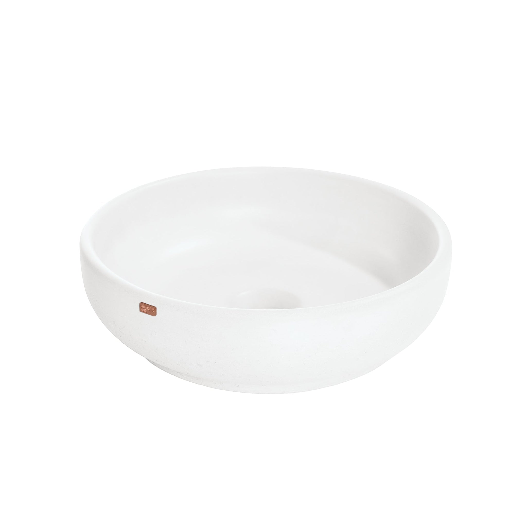 Konkretus, Konkretus Fladd02 15" Tulum White Top Mount Vessel Concrete Bathroom Sink