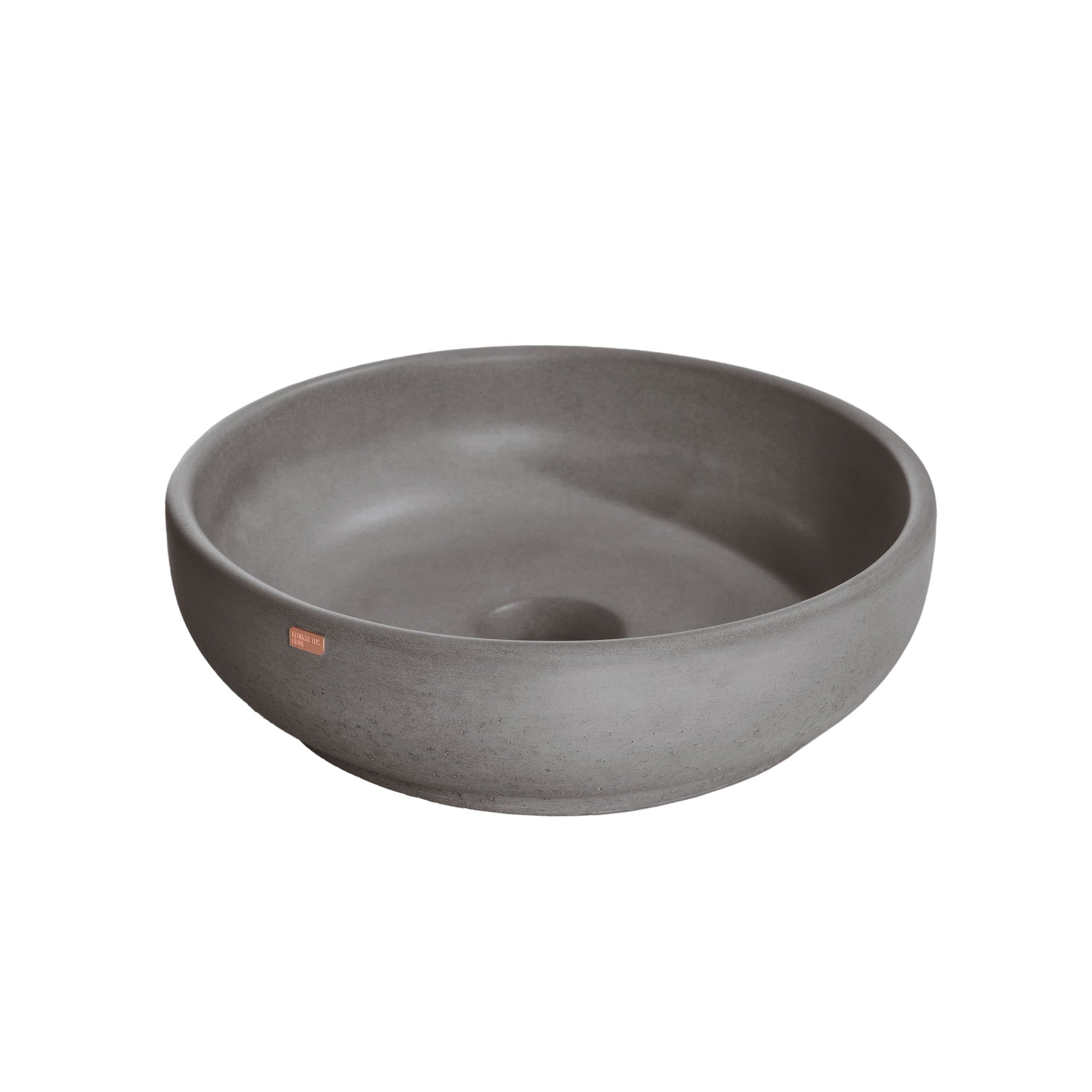 Konkretus, Konkretus Fladd02 15" Volcanic Gray Top Mount Vessel Concrete Bathroom Sink