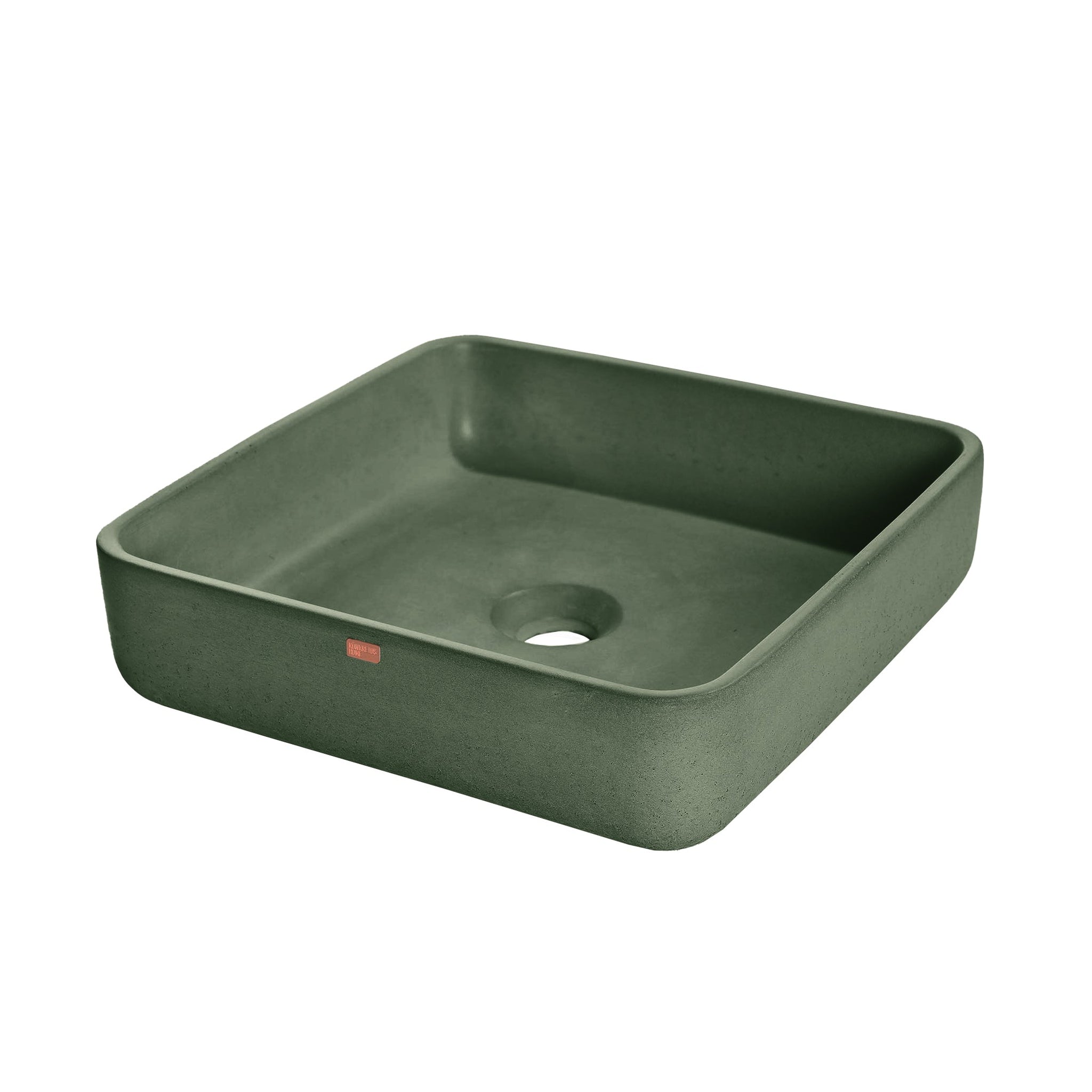 Konkretus, Konkretus Fladd03 15" Amazonic Green Top Mount Square Vessel Concrete Bathroom Sink