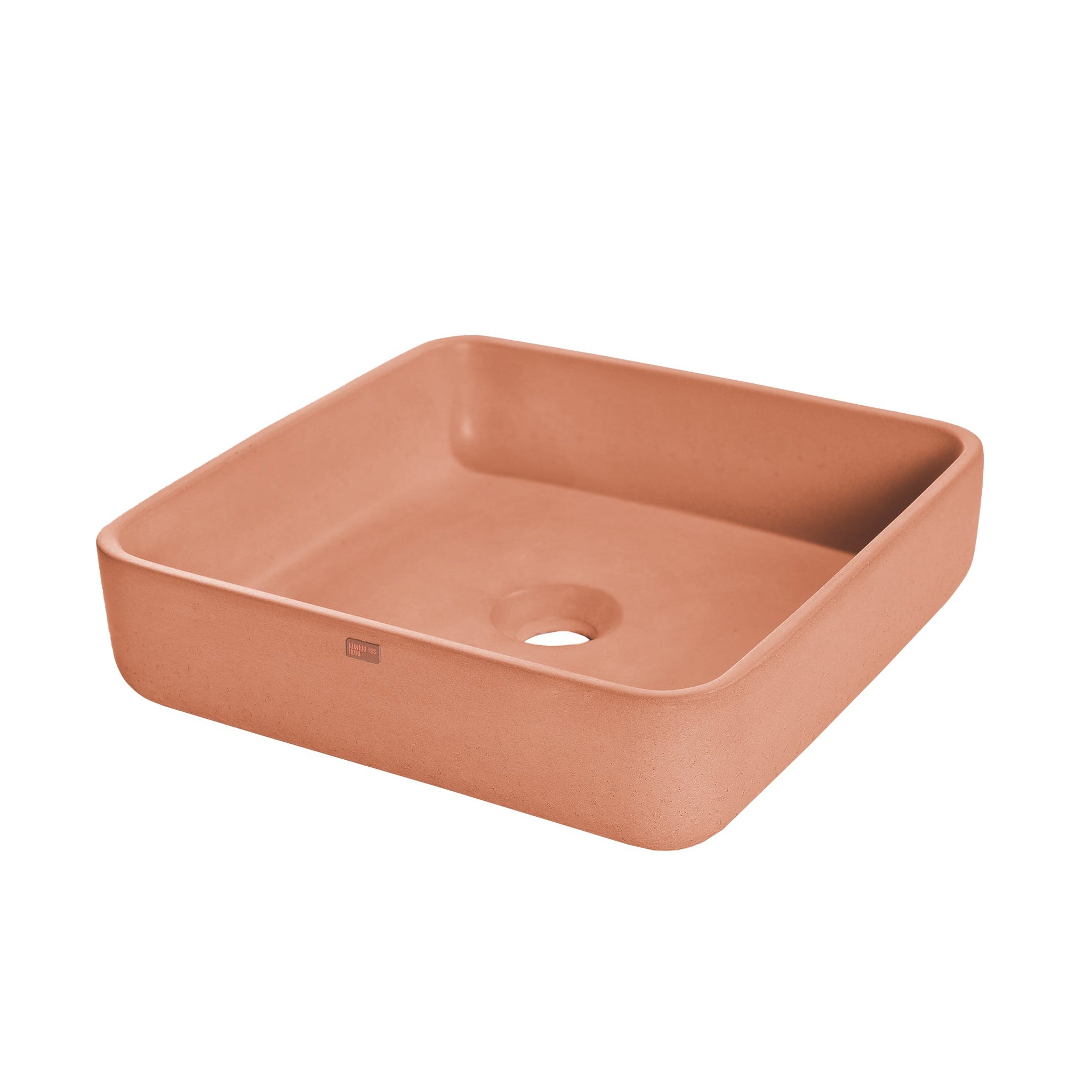 Konkretus, Konkretus Fladd03 15" Antilles Orange Top Mount Square Vessel Concrete Bathroom Sink