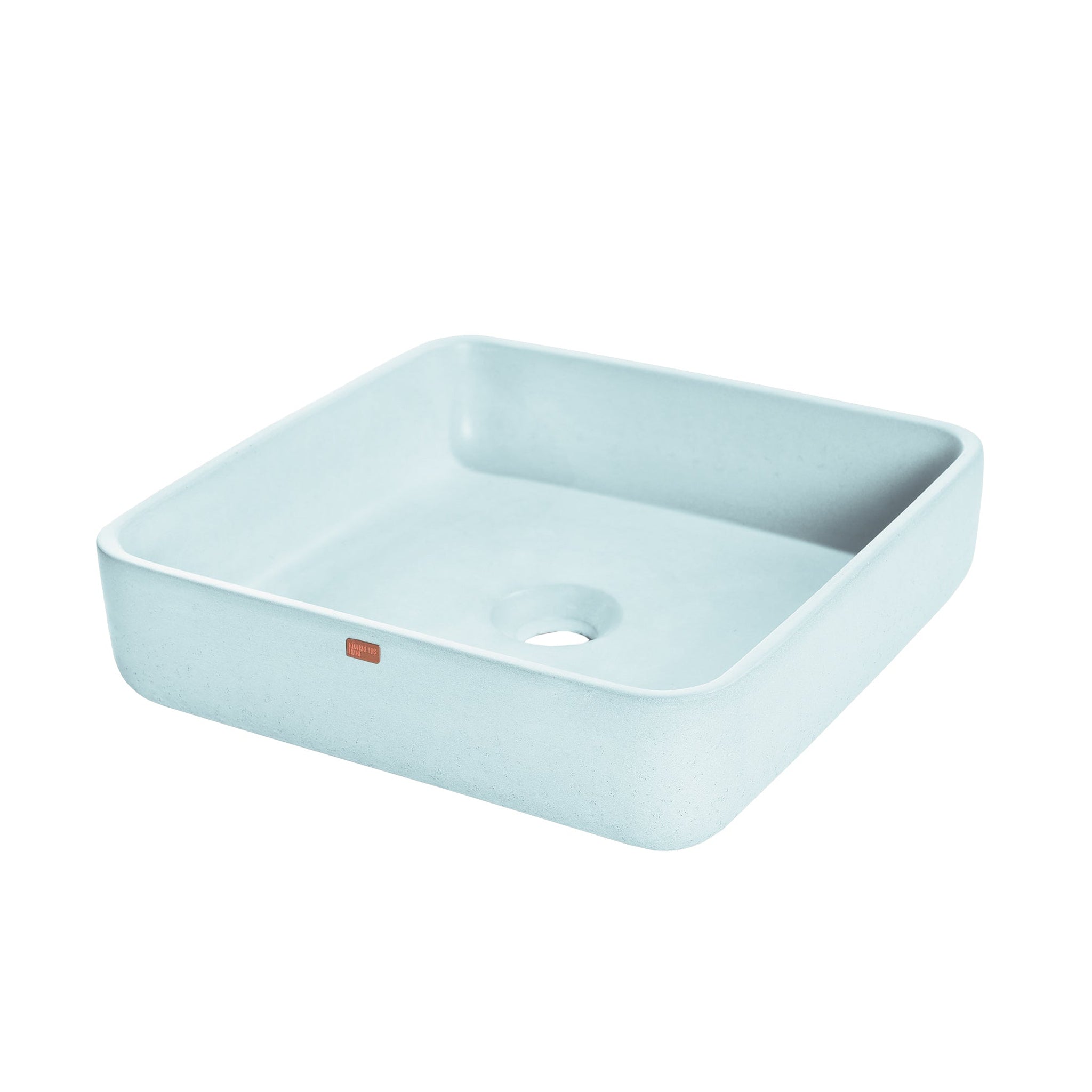 Konkretus, Konkretus Fladd03 15" Caribbean Blue Top Mount Square Vessel Concrete Bathroom Sink