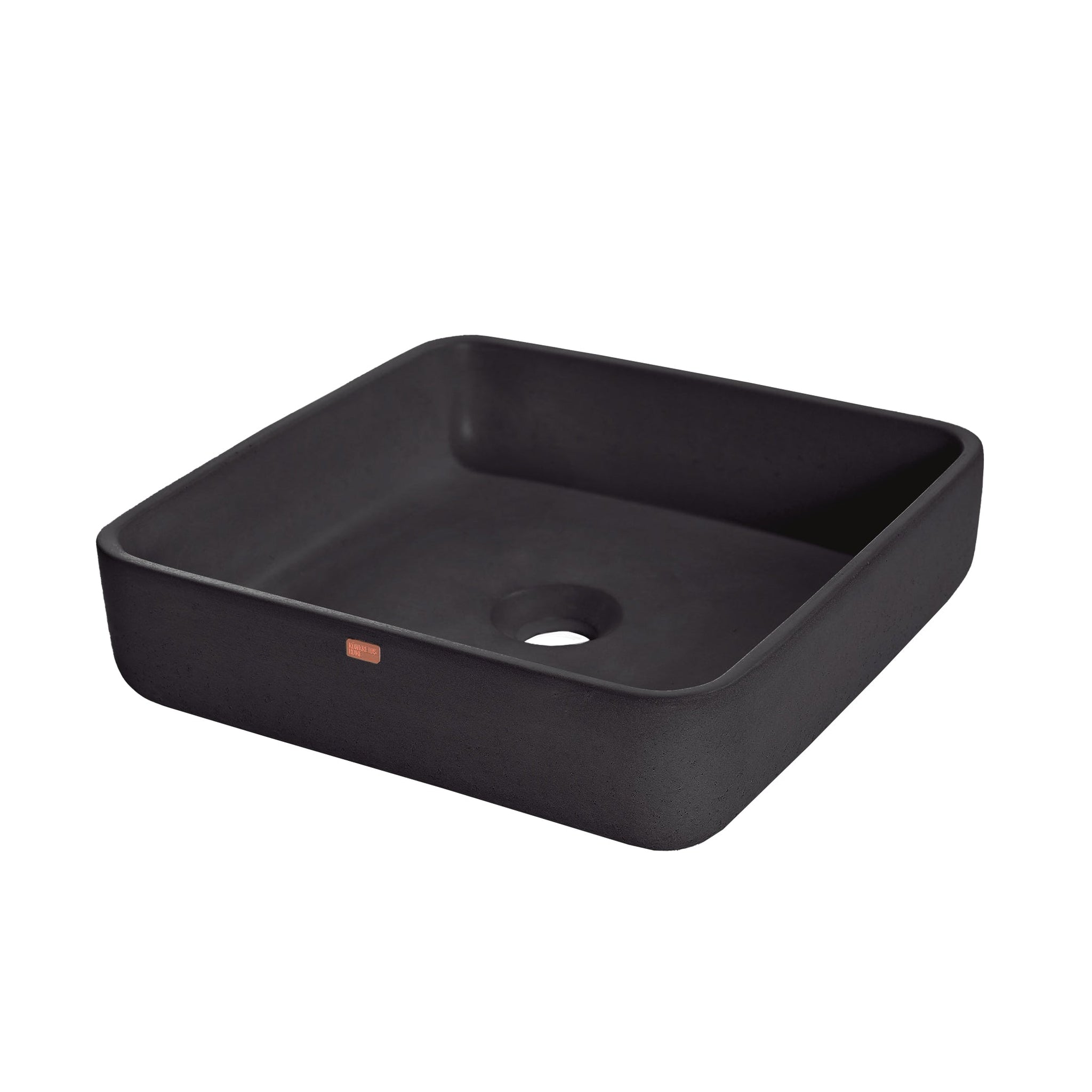 Konkretus, Konkretus Fladd03 15" Coal Black Top Mount Square Vessel Concrete Bathroom Sink
