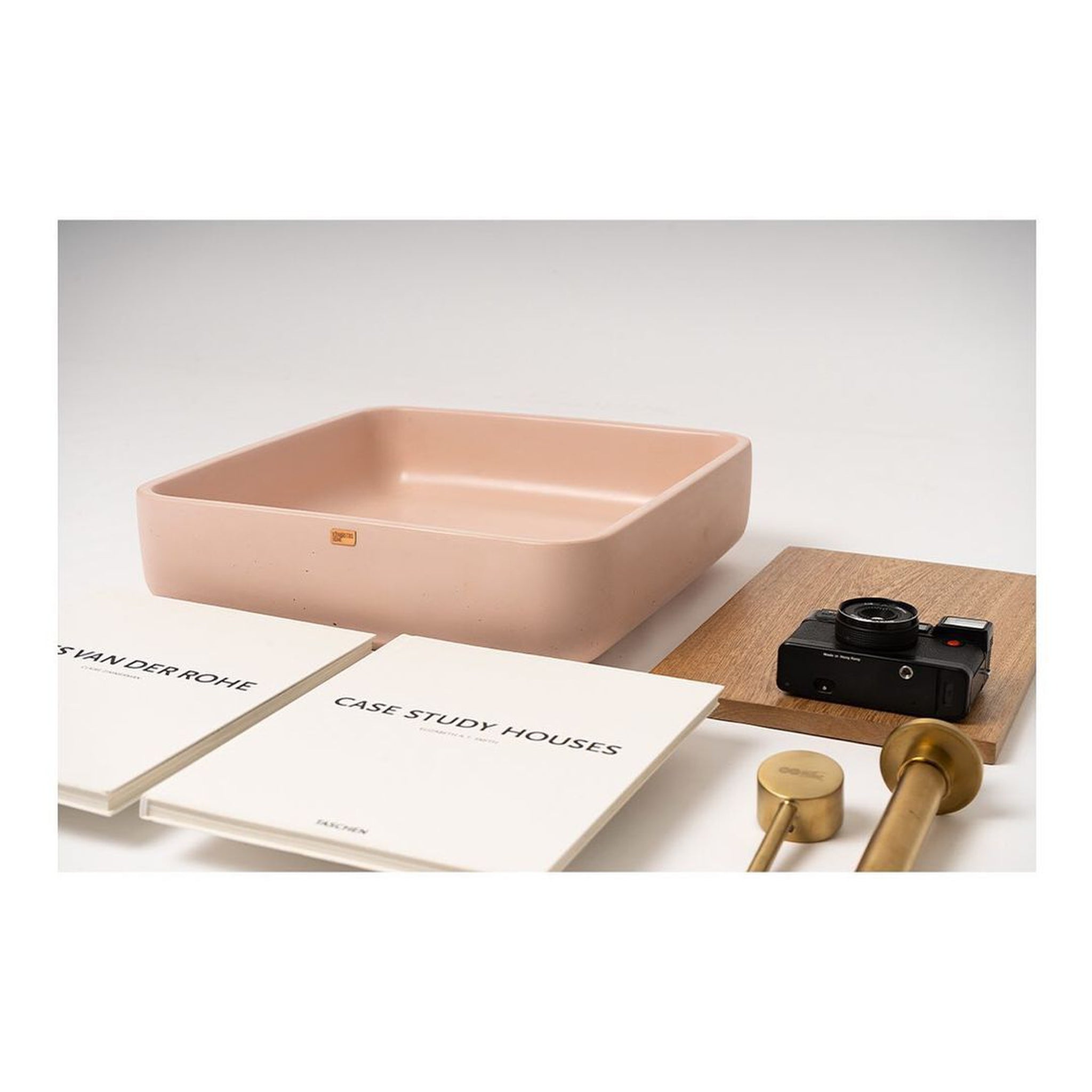 Konkretus, Konkretus Fladd03 15" Coral Light Red Top Mount Square Vessel Concrete Bathroom Sink