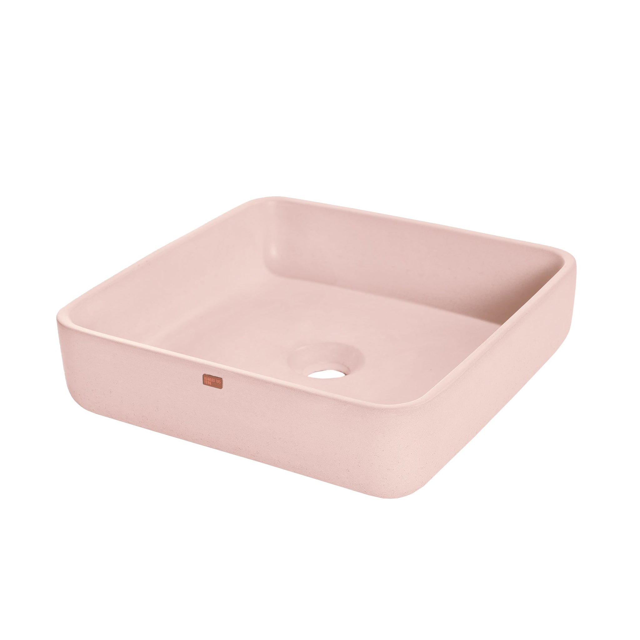 Konkretus, Konkretus Fladd03 15" Coral Light Red Top Mount Square Vessel Concrete Bathroom Sink