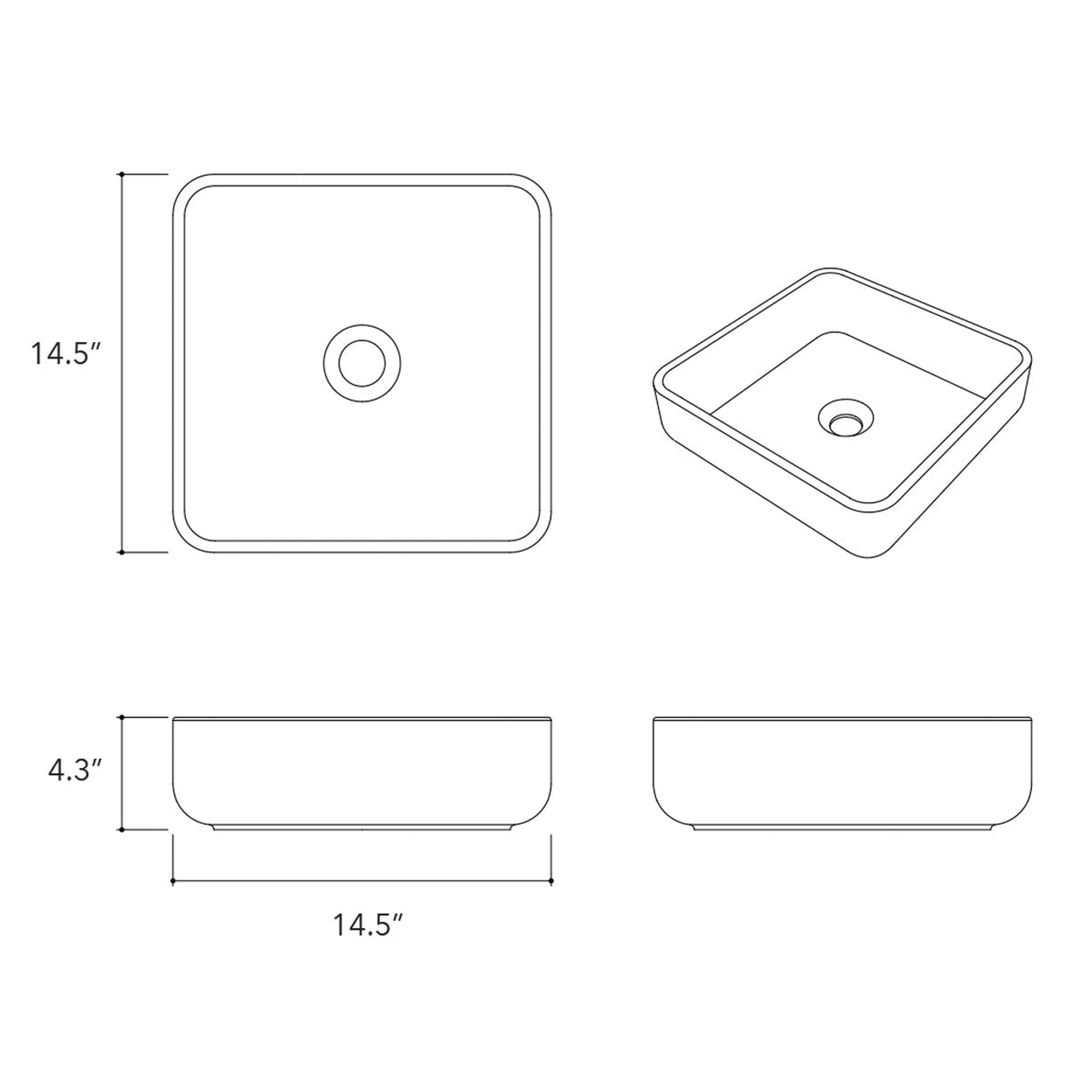 Konkretus, Konkretus Fladd03 15" Desert Brown Top Mount Square Vessel Concrete Bathroom Sink