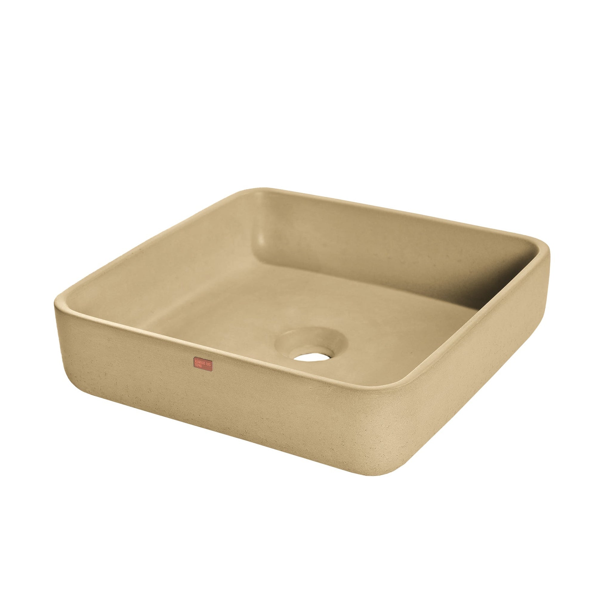 Konkretus, Konkretus Fladd03 15" Desert Brown Top Mount Square Vessel Concrete Bathroom Sink