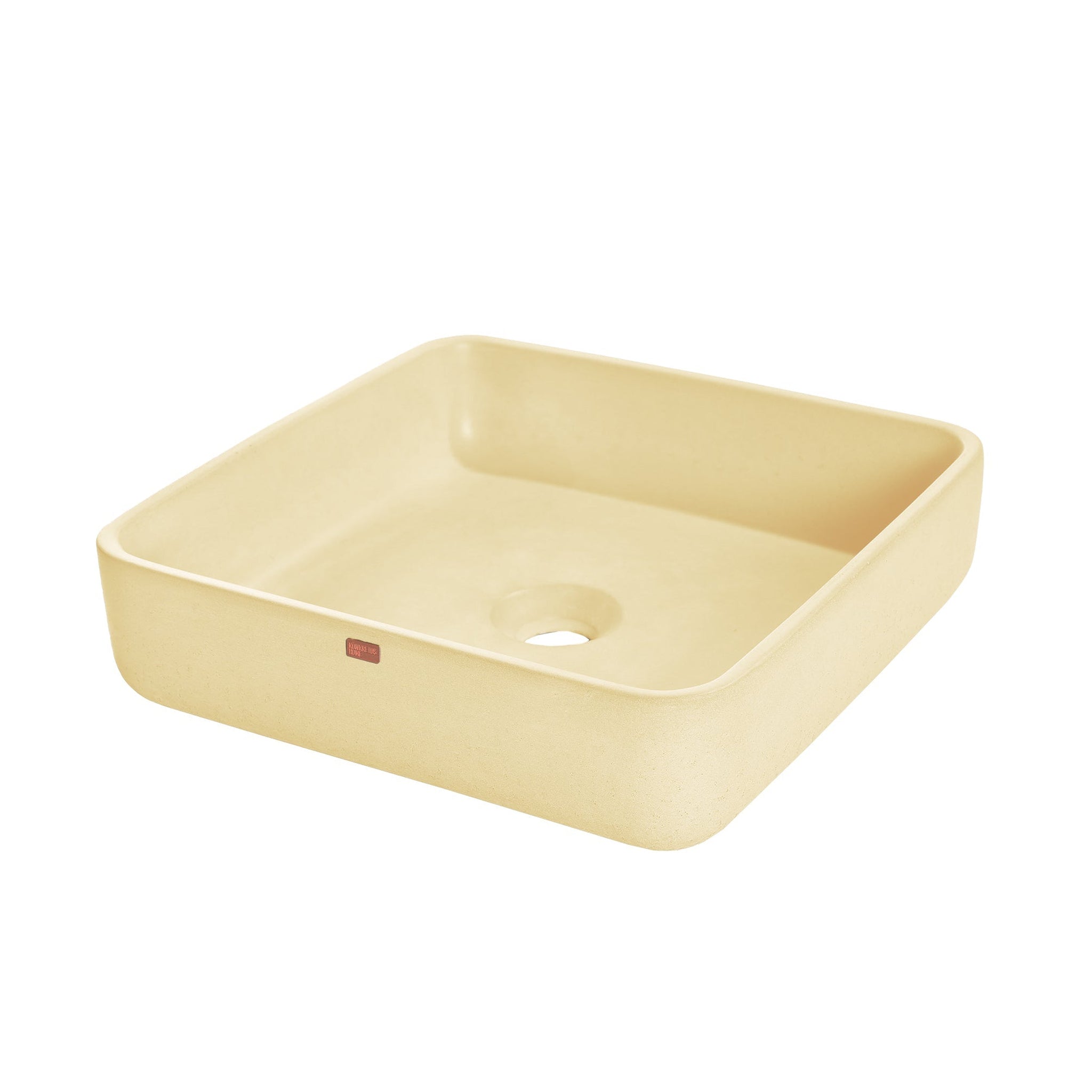 Konkretus, Konkretus Fladd03 15" Dune Yellow Top Mount Square Vessel Concrete Bathroom Sink