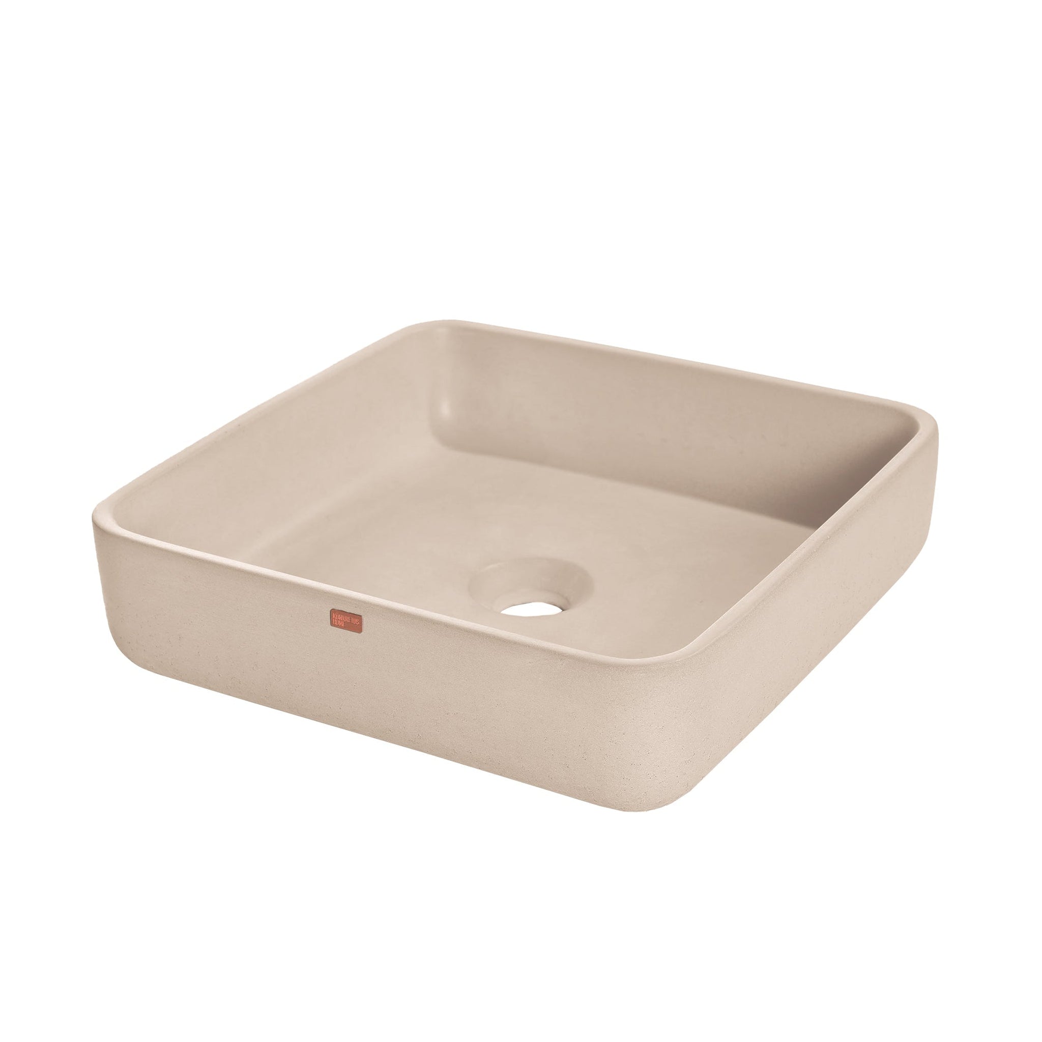 Konkretus, Konkretus Fladd03 15" Linen Beige Top Mount Square Vessel Concrete Bathroom Sink