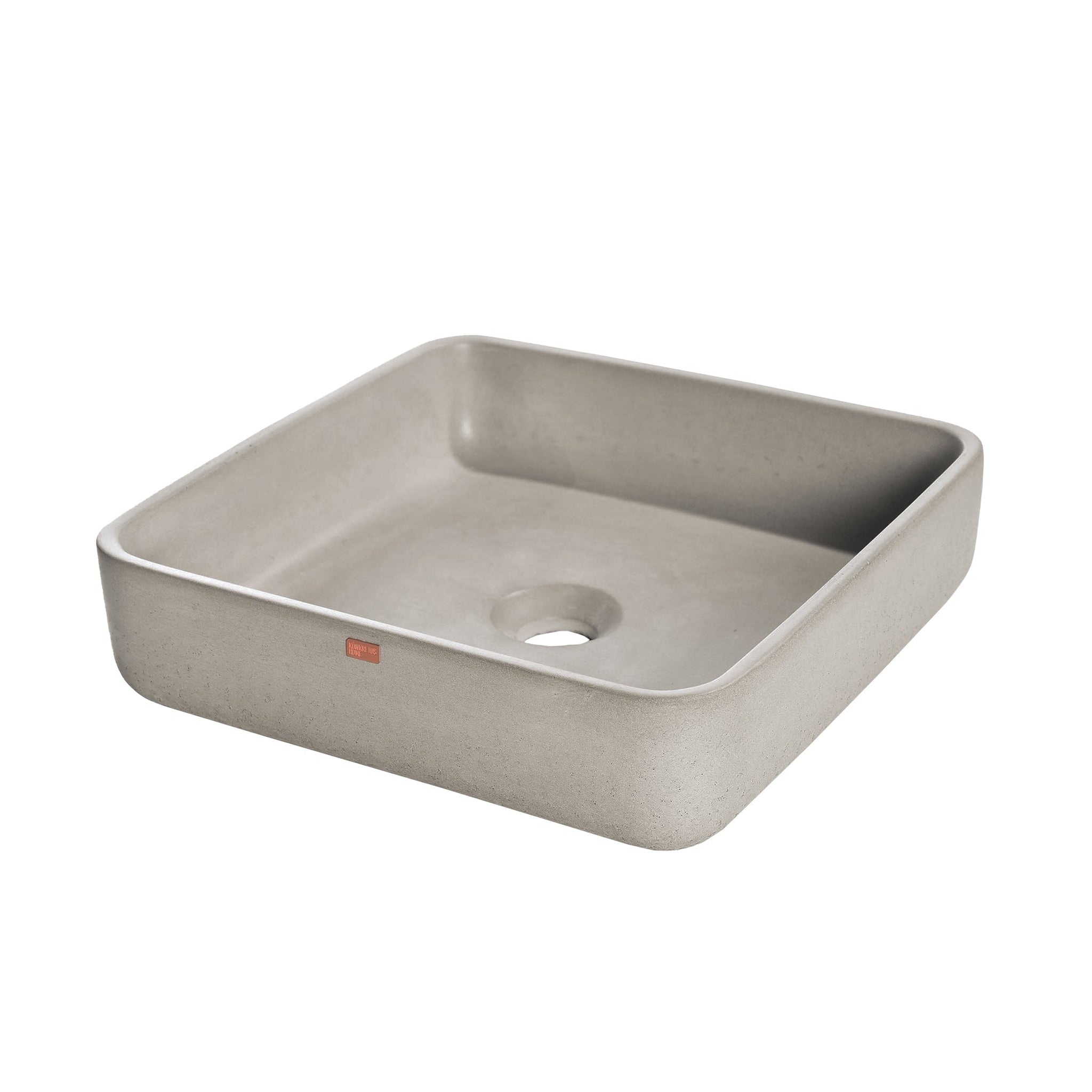 Konkretus, Konkretus Fladd03 15" Rain Gray Top Mount Square Vessel Concrete Bathroom Sink