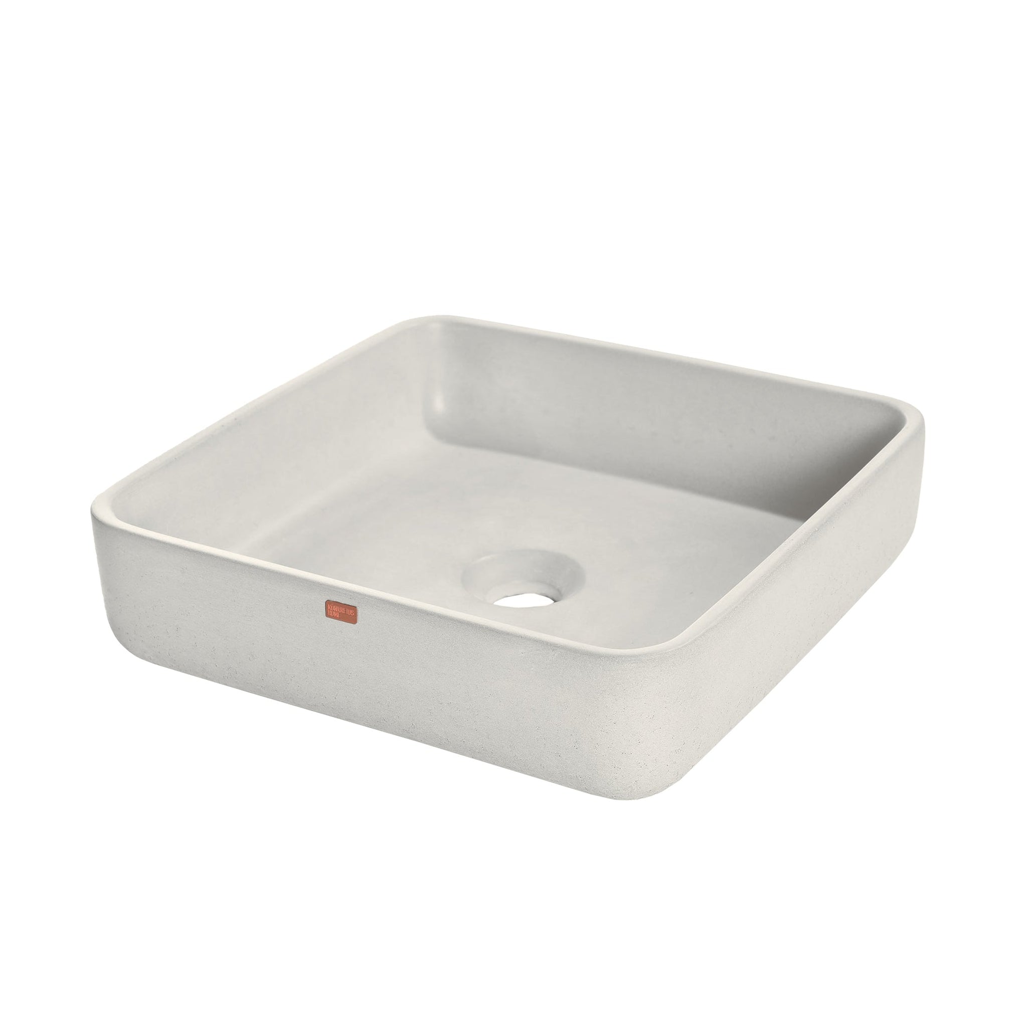 Konkretus, Konkretus Fladd03 15" Shadow Gray Top Mount Square Vessel Concrete Bathroom Sink