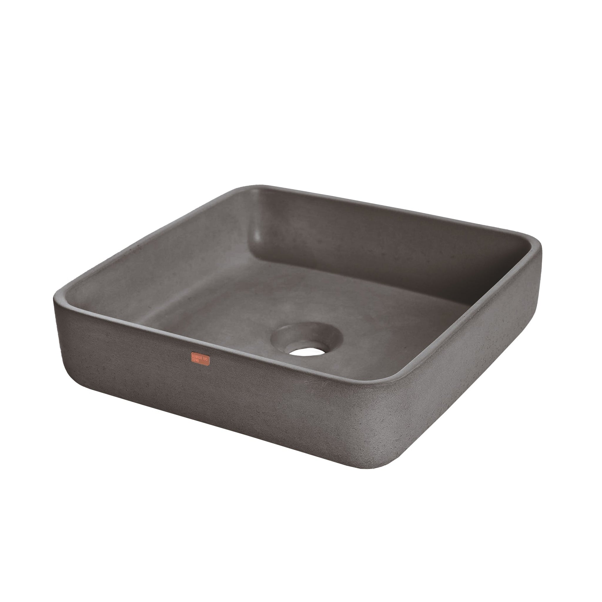 Konkretus, Konkretus Fladd03 15" Volcanic Gray Top Mount Square Vessel Concrete Bathroom Sink