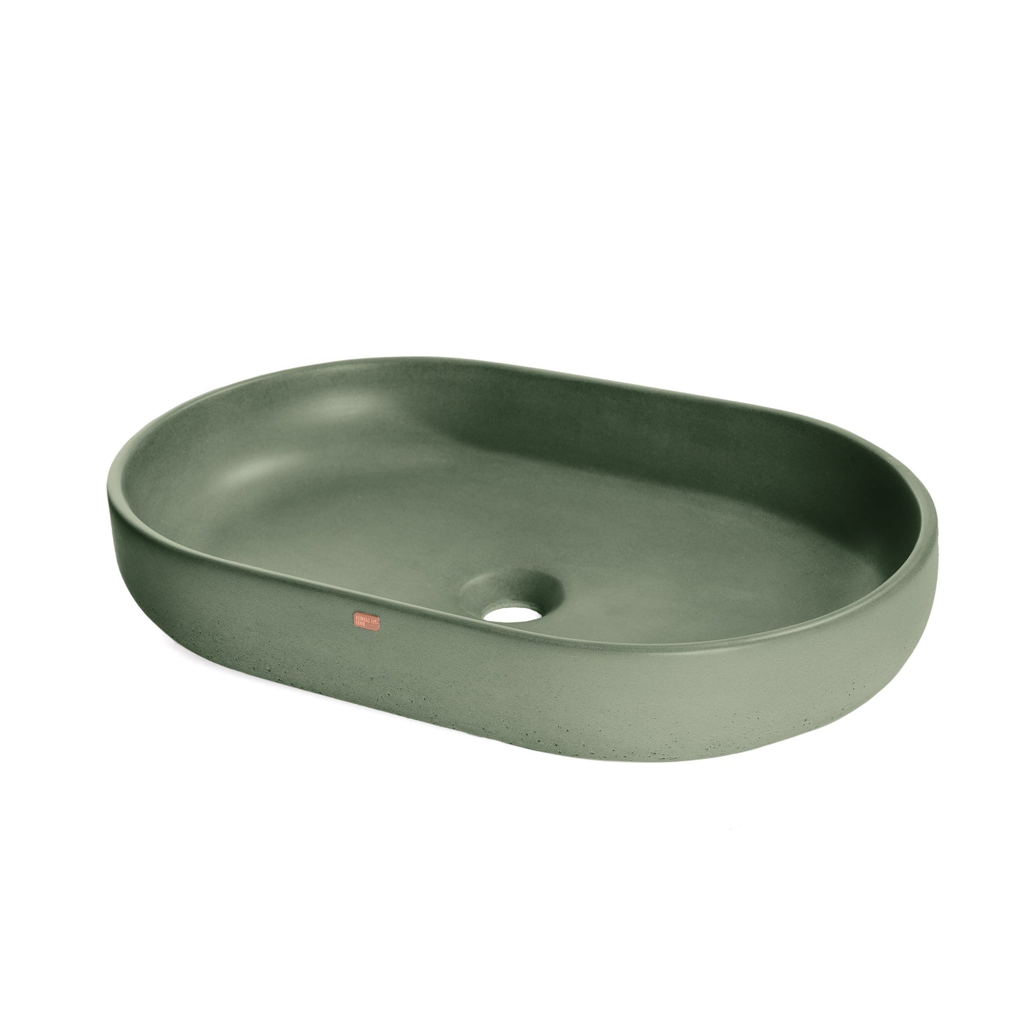 Konkretus, Konkretus Fladd04 22" Amazonic Green Top Mount Oval Vessel Concrete Bathroom Sink