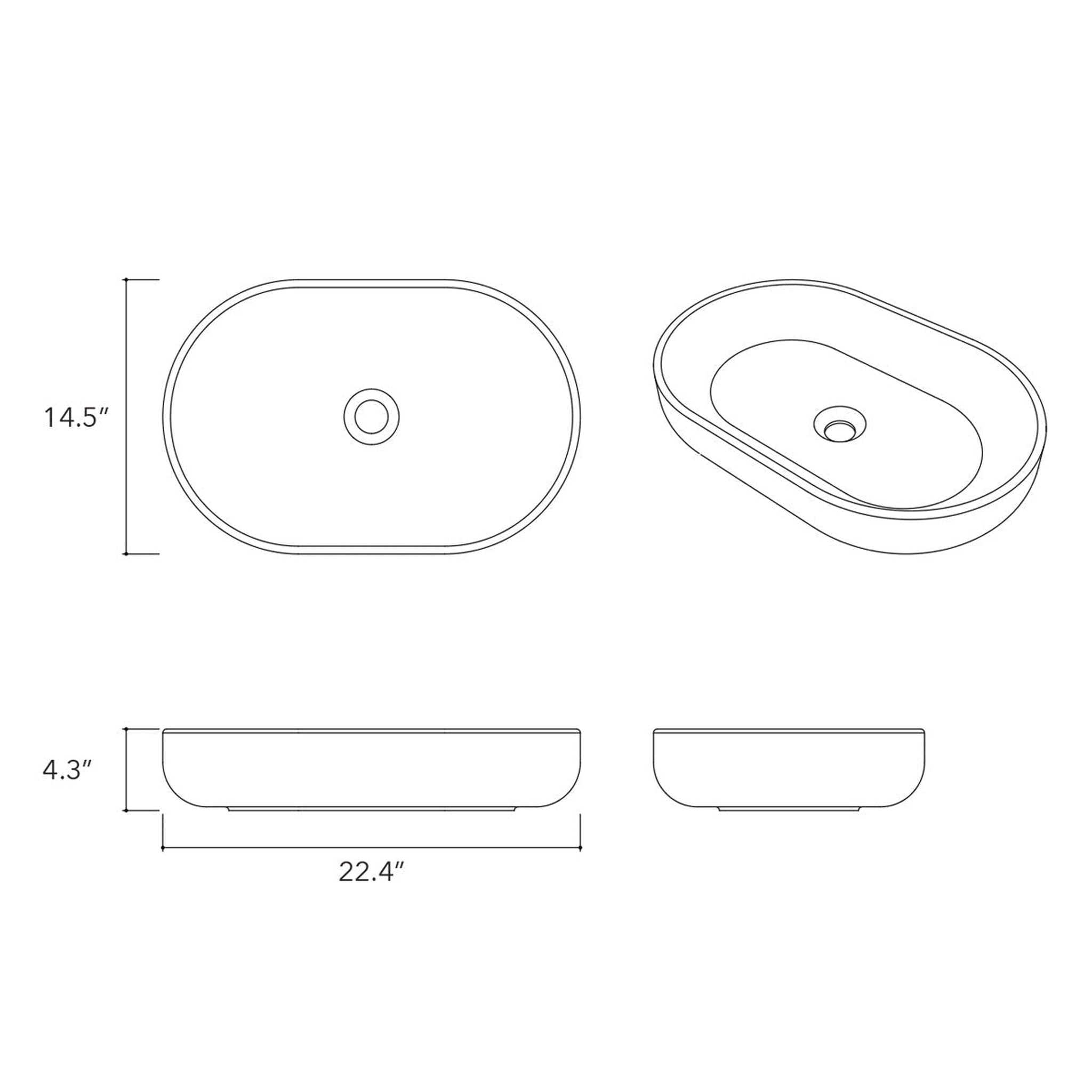 Konkretus, Konkretus Fladd04 22" Antilles Orange Top Mount Oval Vessel Concrete Bathroom Sink