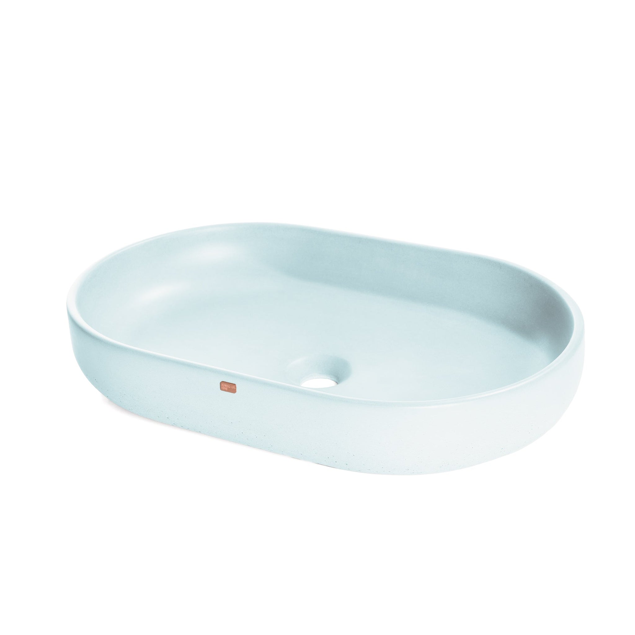 Konkretus, Konkretus Fladd04 22" Caribbean Blue Top Mount Oval Vessel Concrete Bathroom Sink