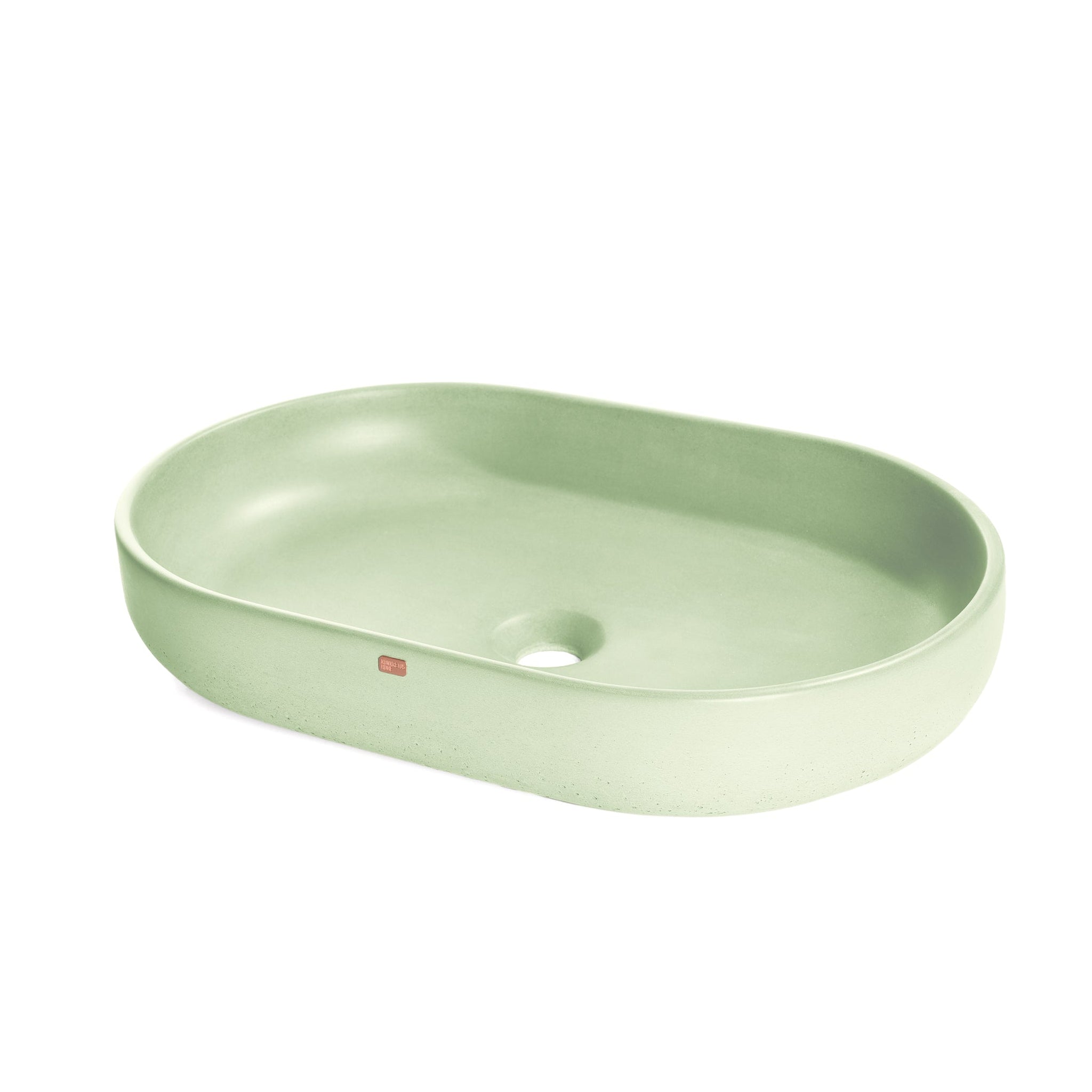 Konkretus, Konkretus Fladd04 22" Ceiba Green Top Mount Oval Vessel Concrete Bathroom Sink