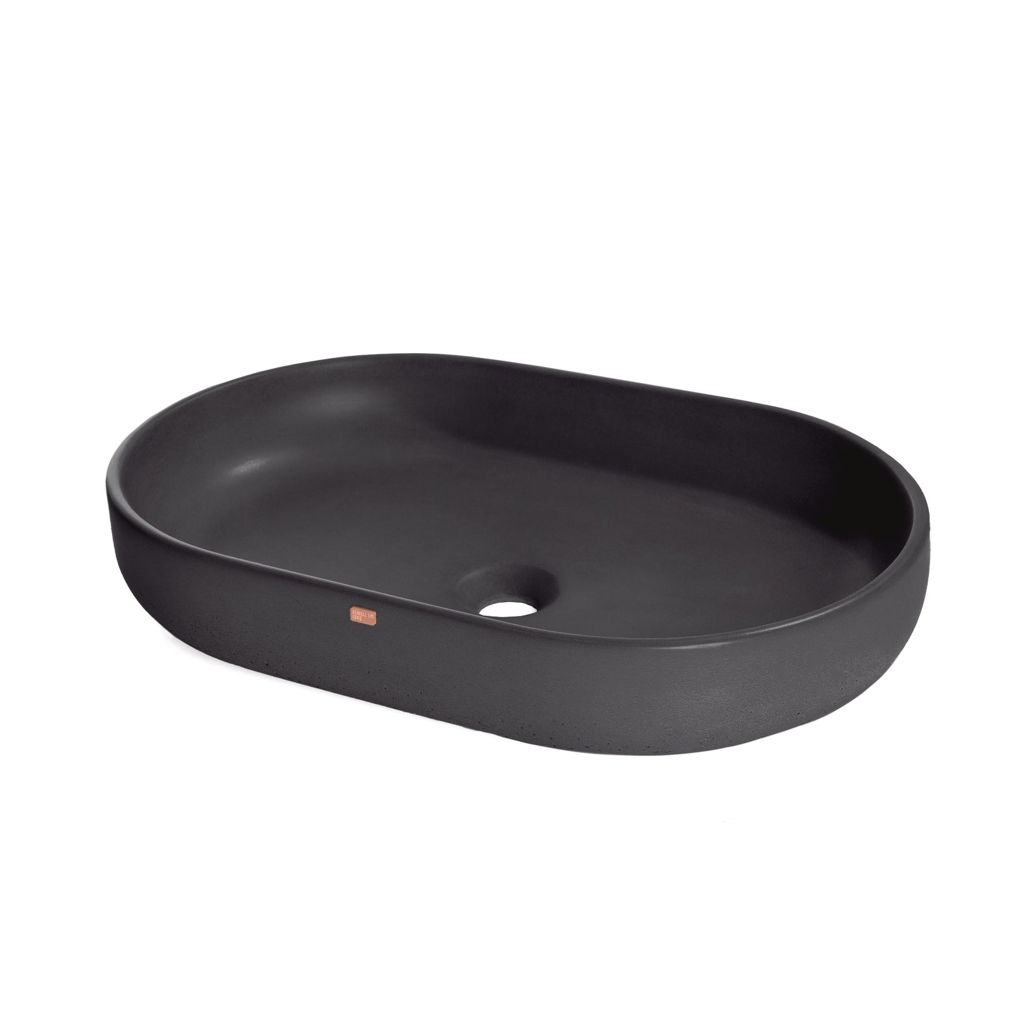 Konkretus, Konkretus Fladd04 22" Coal Black Top Mount Oval Vessel Concrete Bathroom Sink