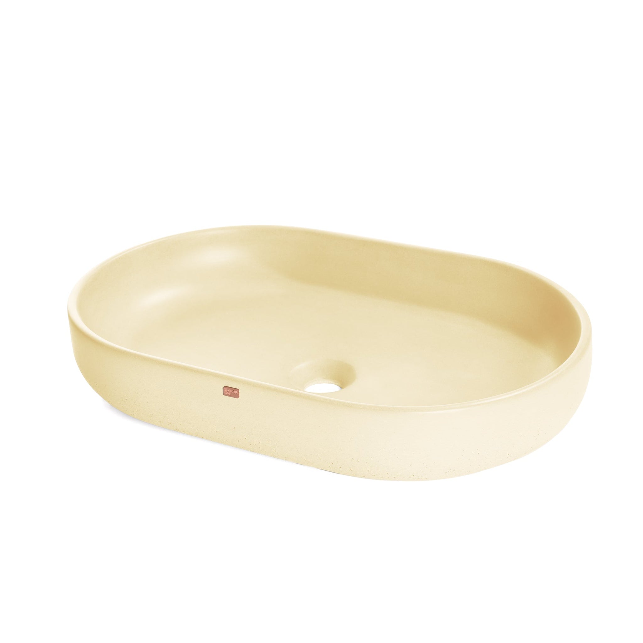 Konkretus, Konkretus Fladd04 22" Dune Yellow Top Mount Oval Vessel Concrete Bathroom Sink