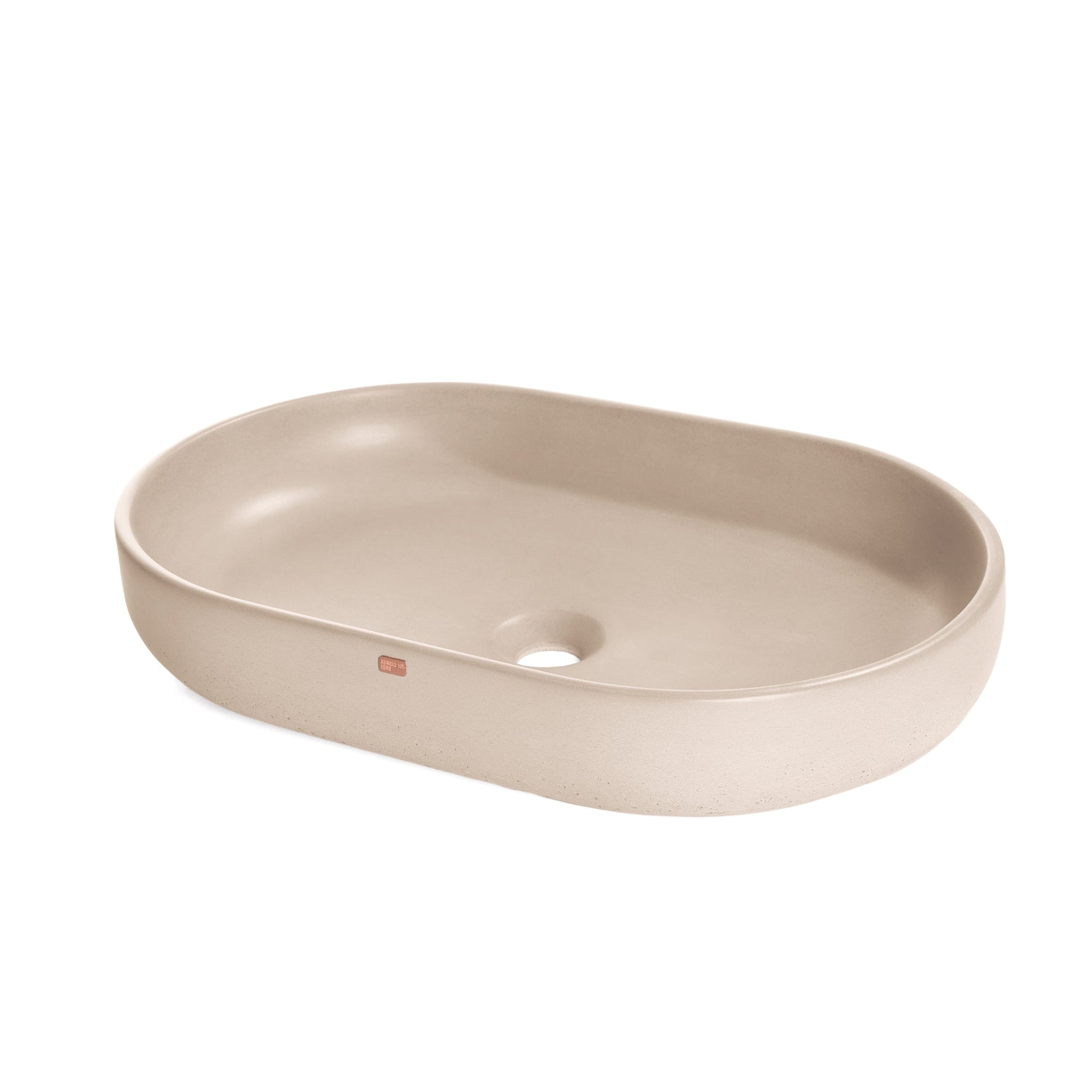 Konkretus, Konkretus Fladd04 22" Linen Beige Top Mount Oval Vessel Concrete Bathroom Sink