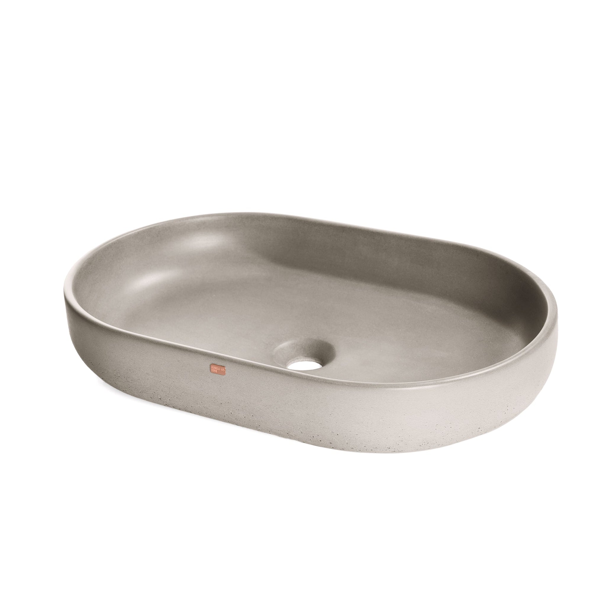 Konkretus, Konkretus Fladd04 22" Rain Gray Top Mount Oval Vessel Concrete Bathroom Sink