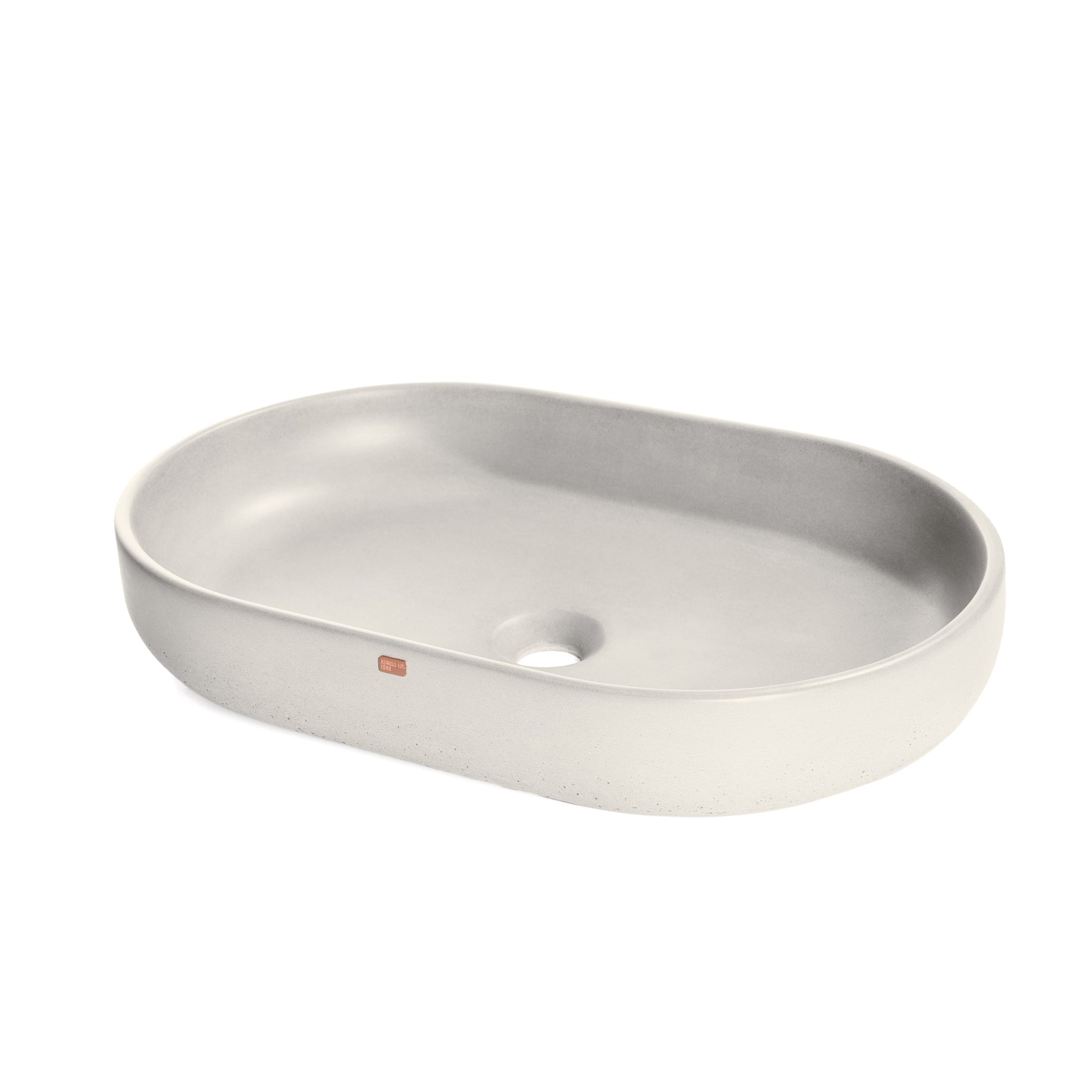 Konkretus, Konkretus Fladd04 22" Shadow Gray Top Mount Oval Vessel Concrete Bathroom Sink