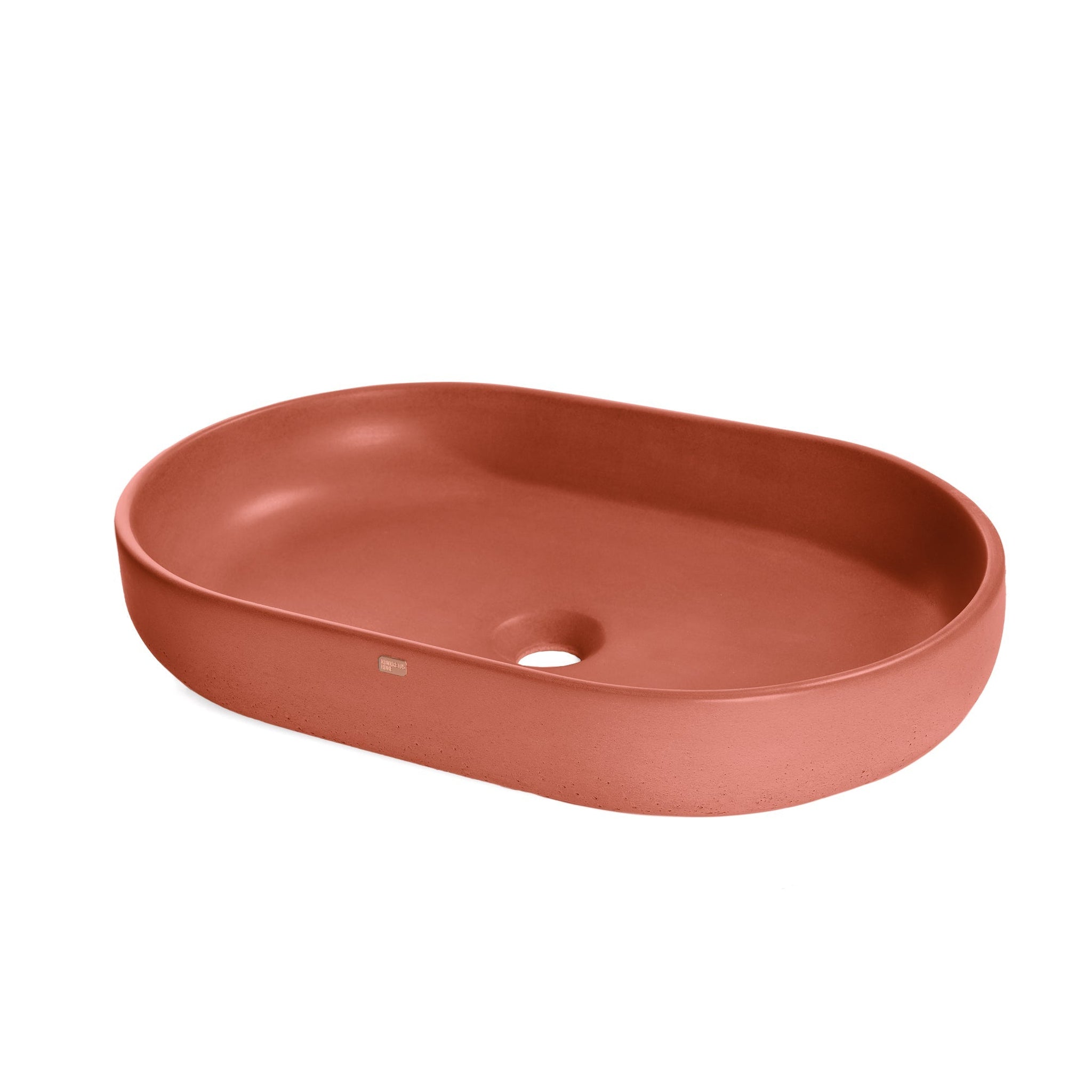 Konkretus, Konkretus Fladd04 22" Terracota Red Top Mount Oval Vessel Concrete Bathroom Sink