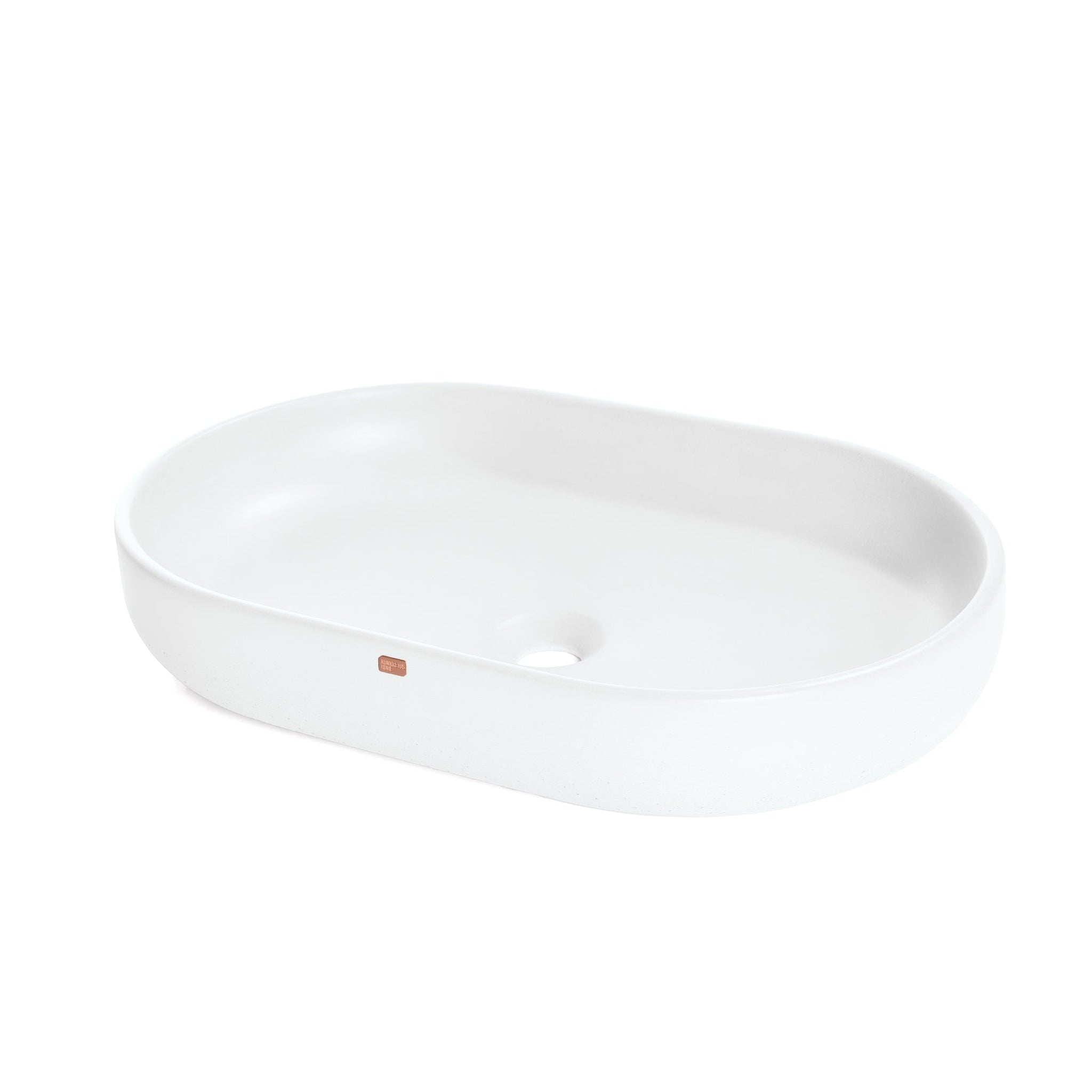 Konkretus, Konkretus Fladd04 22" Tulum White Top Mount Oval Vessel Concrete Bathroom Sink