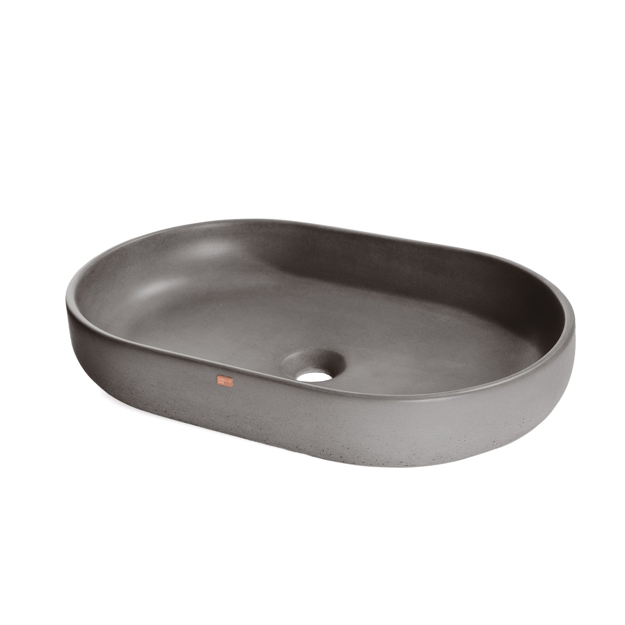 Konkretus, Konkretus Fladd04 22" Volcanic Gray Top Mount Oval Vessel Concrete Bathroom Sink