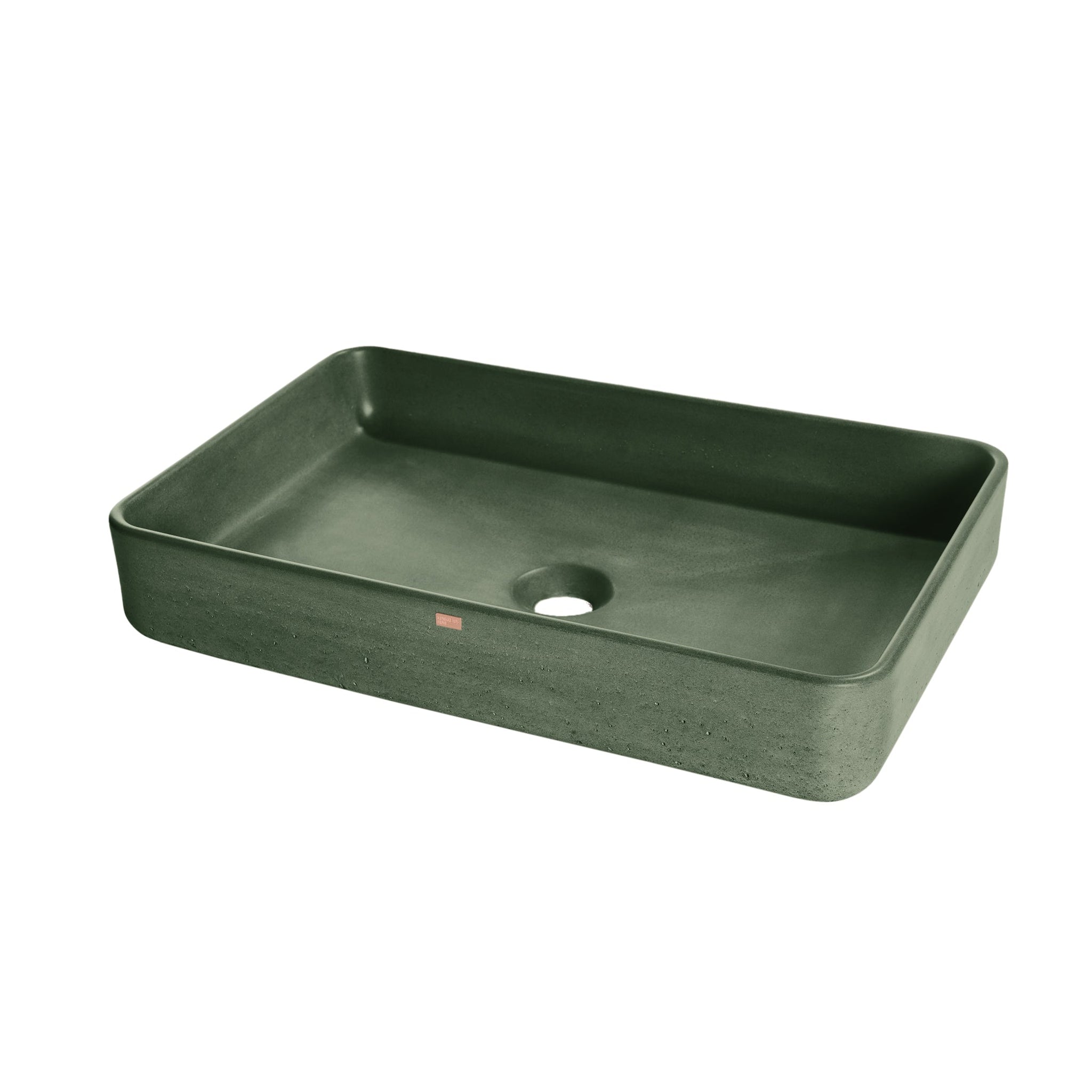 Konkretus, Konkretus Fladd05 22" Amazonic Green Top Mount Rectangular Vessel Concrete Bathroom Sink