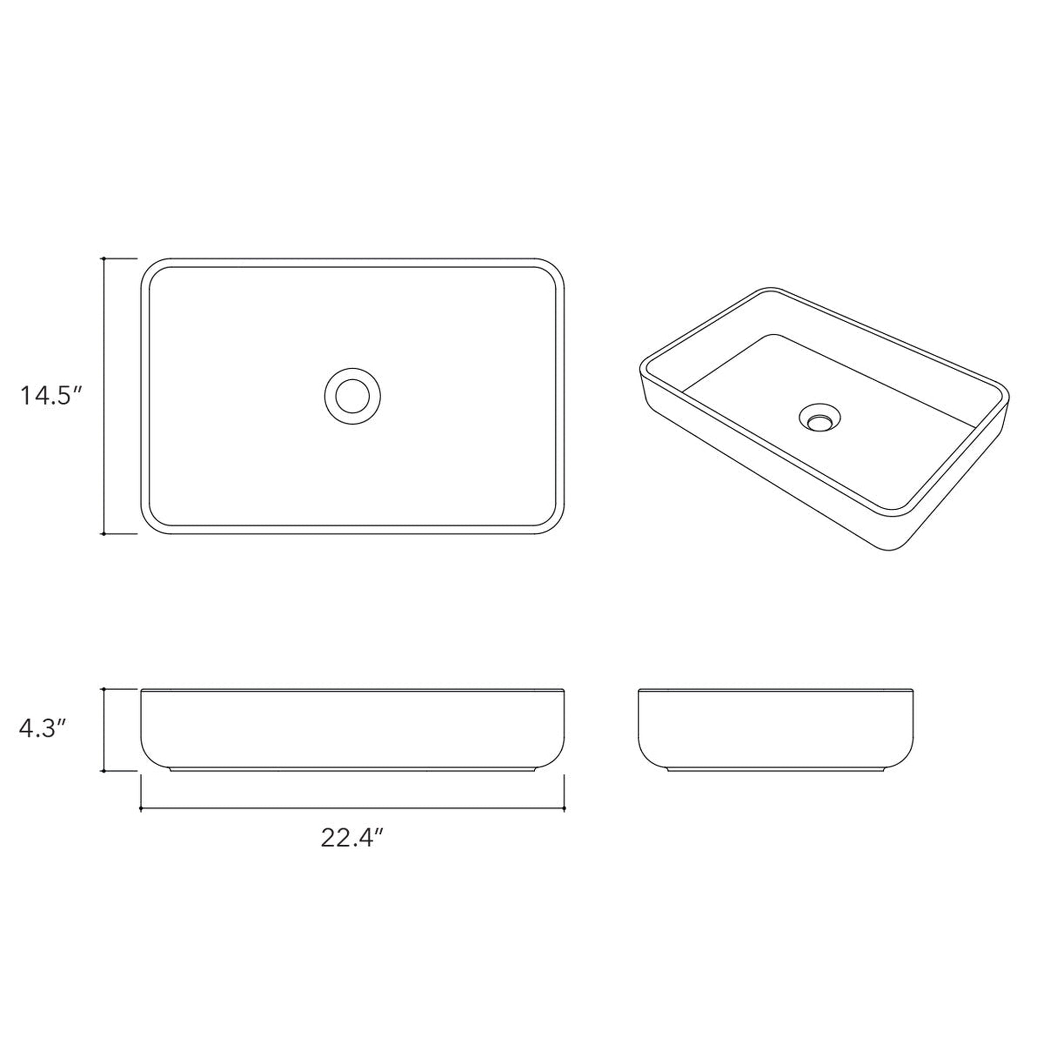 Konkretus, Konkretus Fladd05 22" Amazonic Green Top Mount Rectangular Vessel Concrete Bathroom Sink