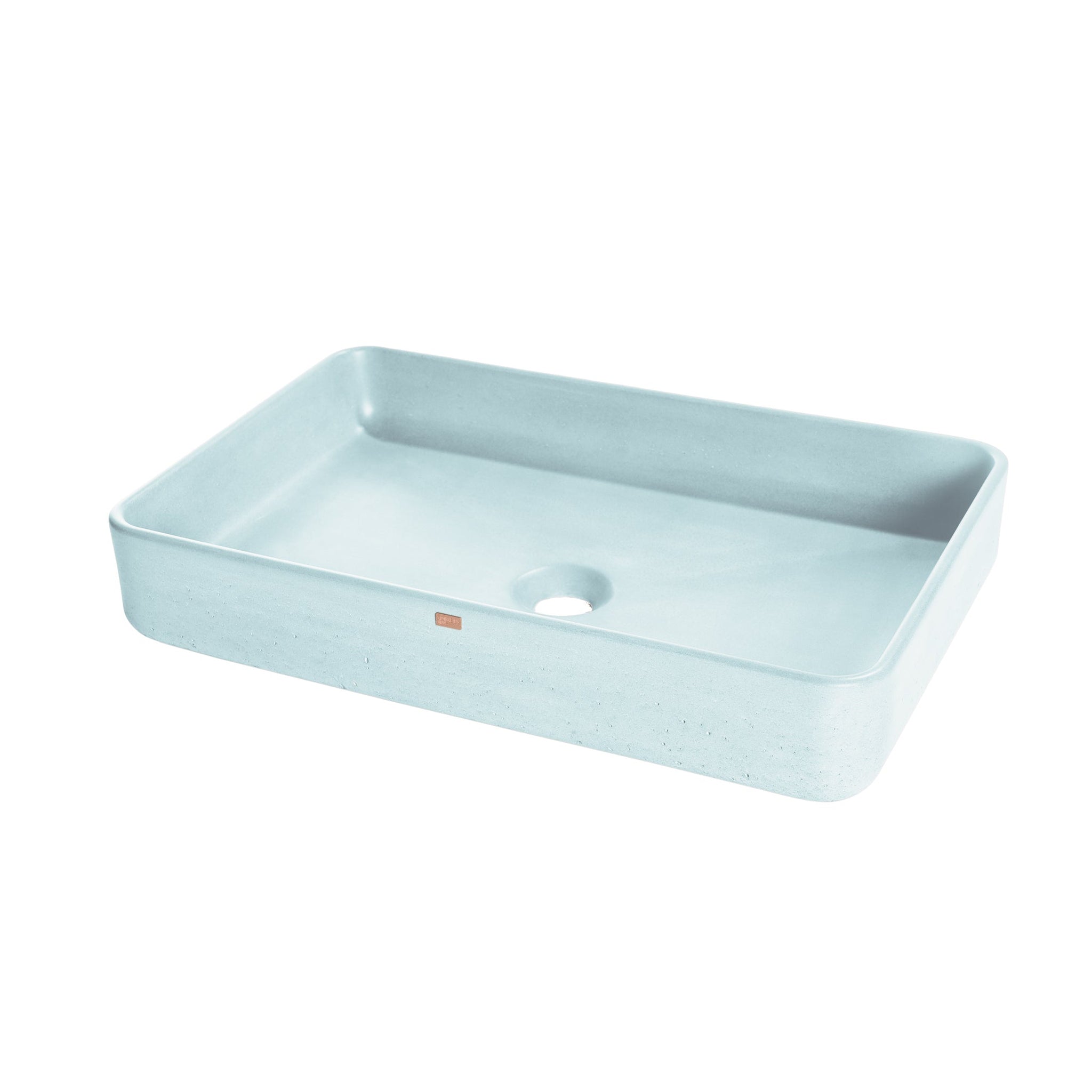 Konkretus, Konkretus Fladd05 22" Caribbean Blue Top Mount Rectangular Vessel Concrete Bathroom Sink