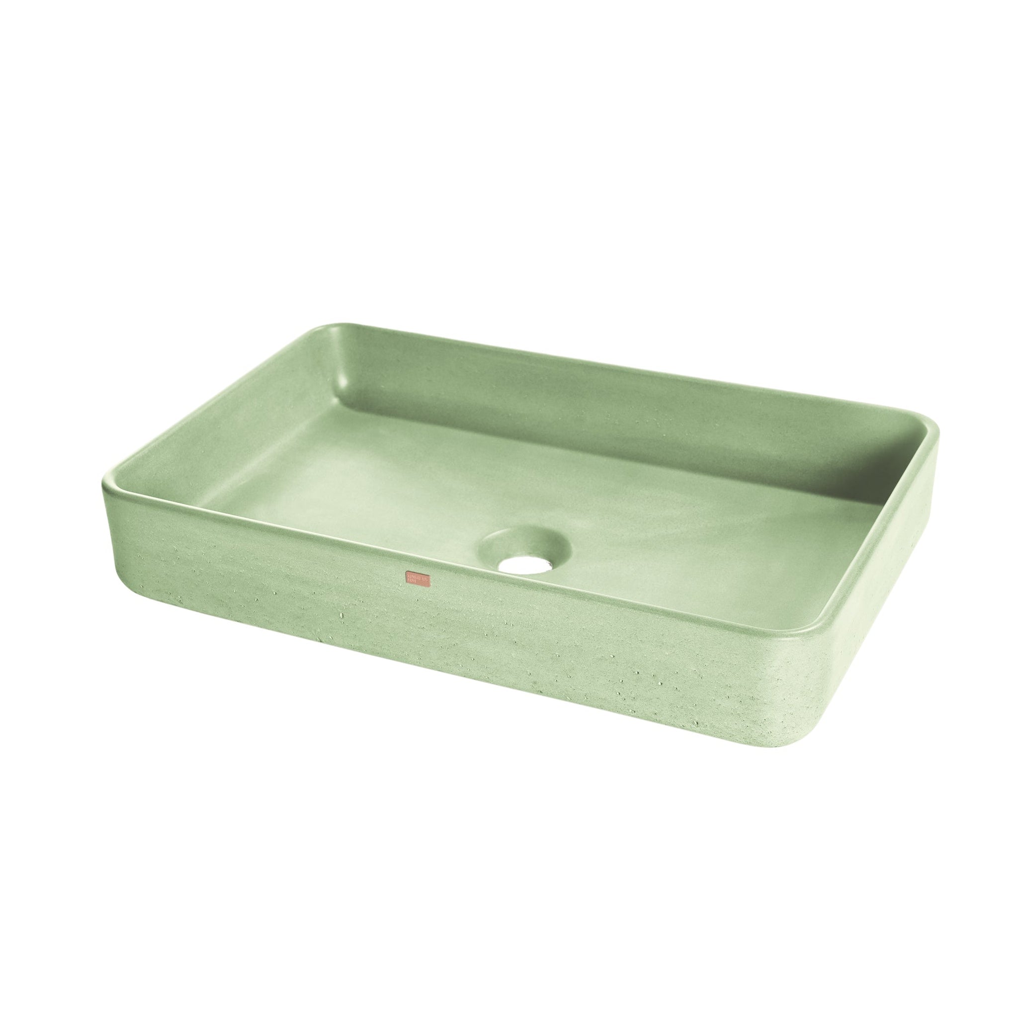 Konkretus, Konkretus Fladd05 22" Ceiba Green Top Mount Rectangular Vessel Concrete Bathroom Sink