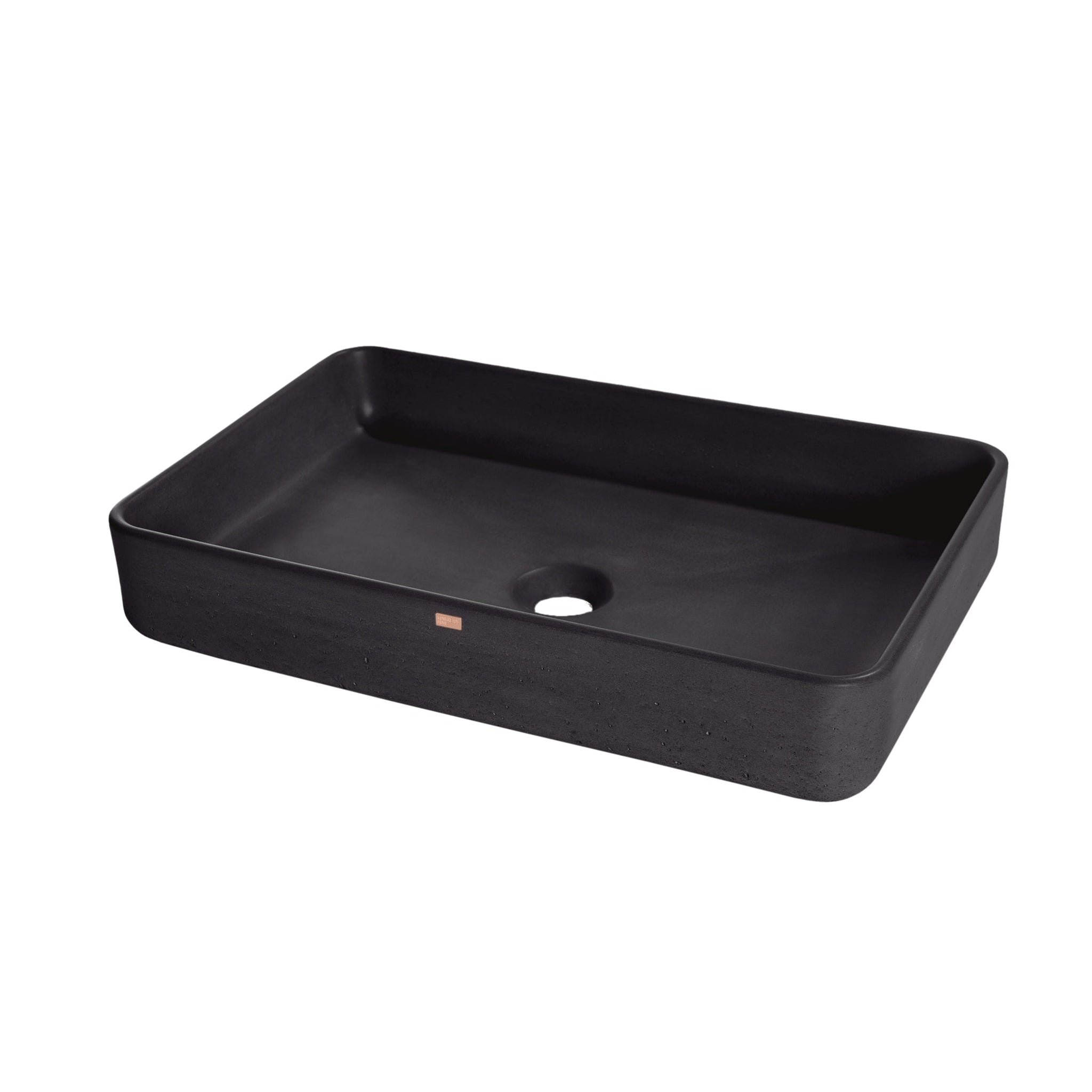 Konkretus, Konkretus Fladd05 22" Coal Black Top Mount Rectangular Vessel Concrete Bathroom Sink