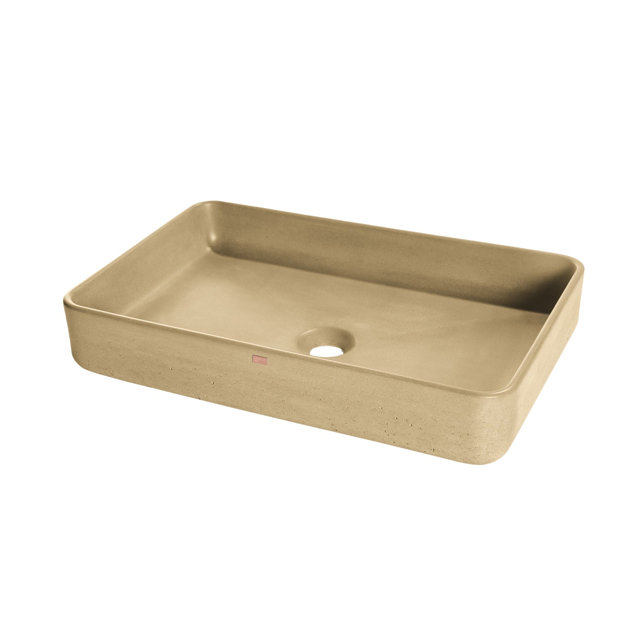 Konkretus, Konkretus Fladd05 22" Desert Brown Top Mount Rectangular Vessel Concrete Bathroom Sink