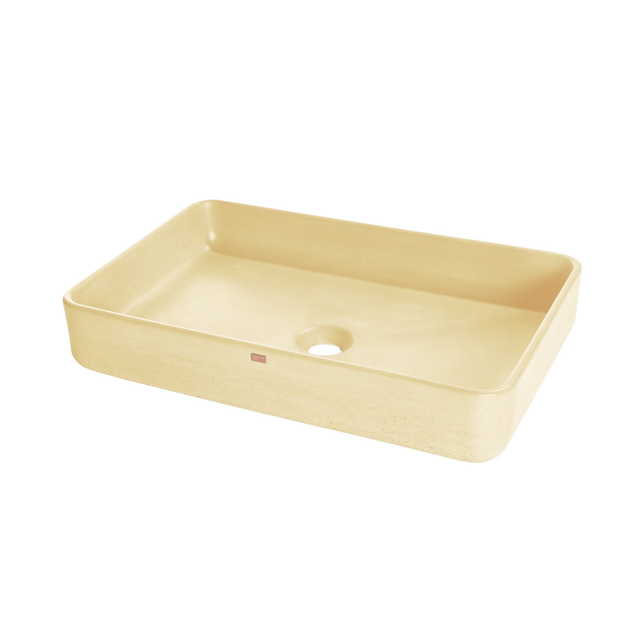 Konkretus, Konkretus Fladd05 22" Dune Yellow Top Mount Rectangular Vessel Concrete Bathroom Sink