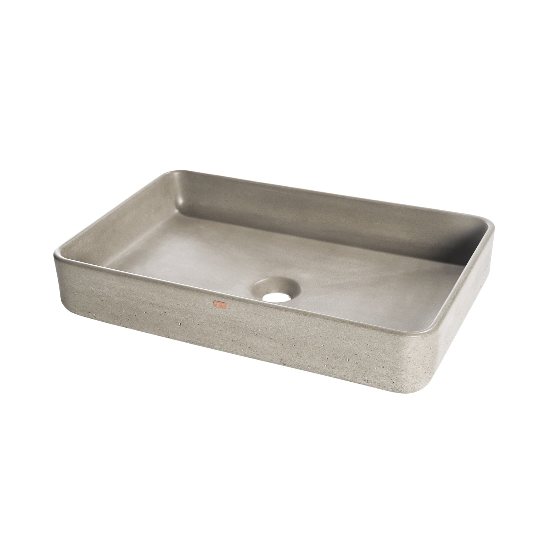 Konkretus, Konkretus Fladd05 22" Rain Gray Top Mount Rectangular Vessel Concrete Bathroom Sink