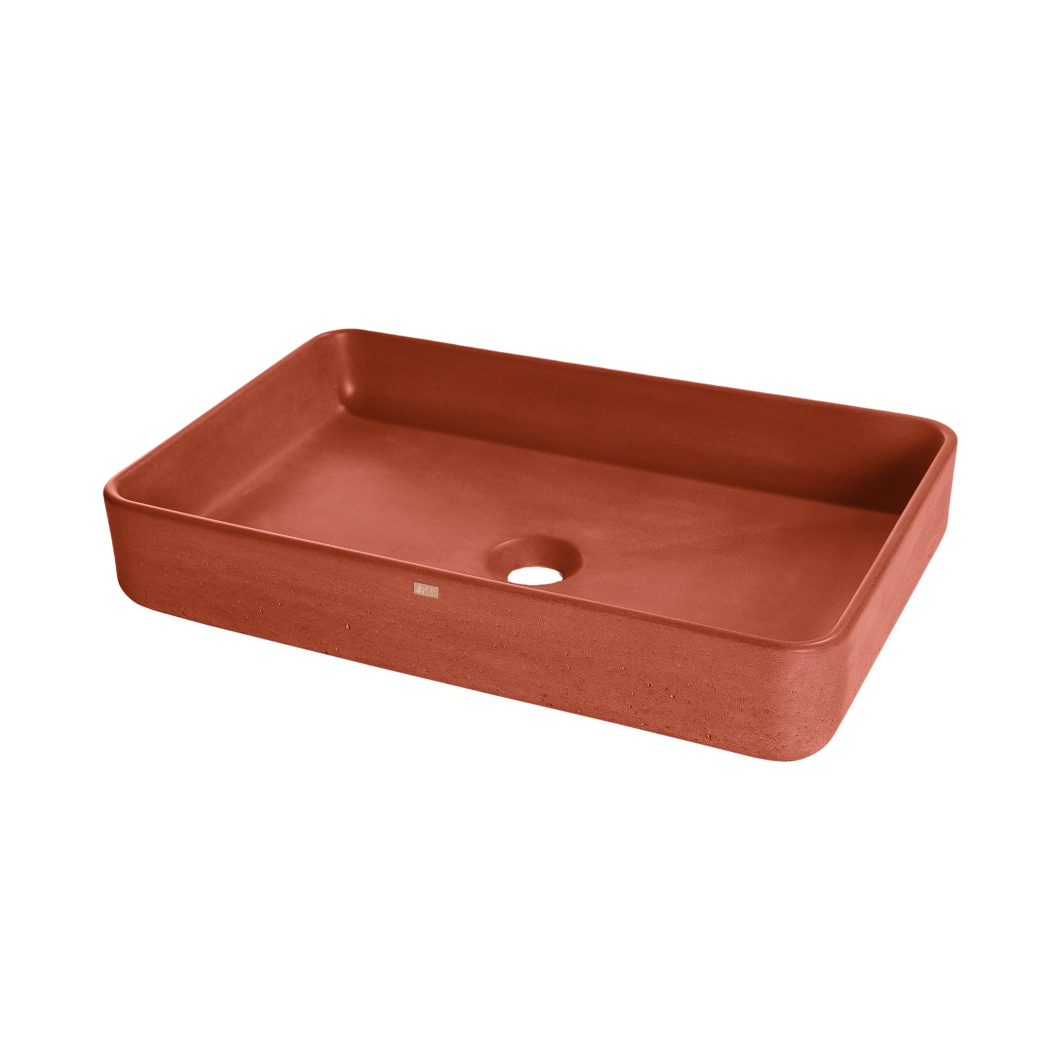 Konkretus, Konkretus Fladd05 22" Terracota Red Top Mount Rectangular Vessel Concrete Bathroom Sink