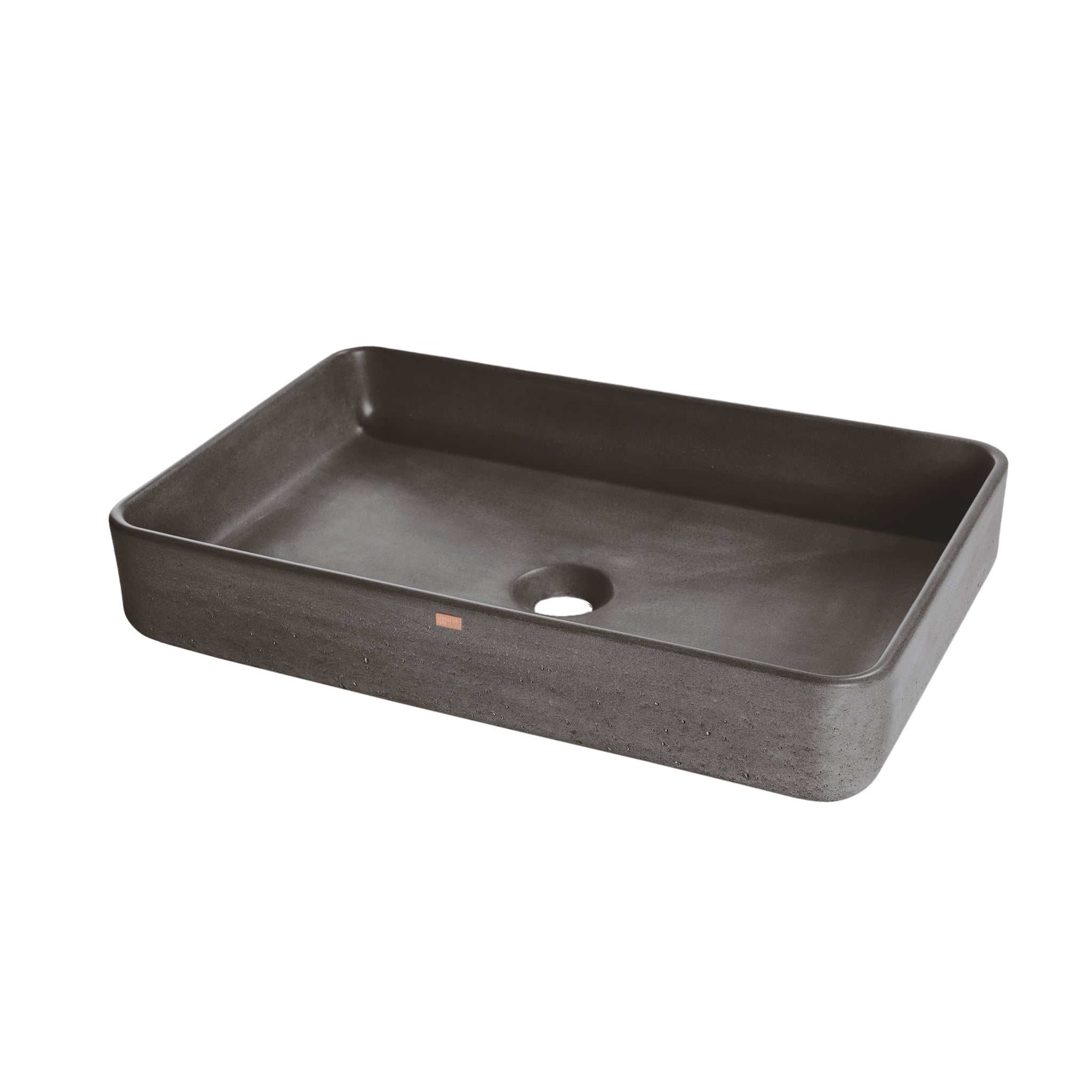 Konkretus, Konkretus Fladd05 22" Volcanic Gray Top Mount Rectangular Vessel Concrete Bathroom Sink