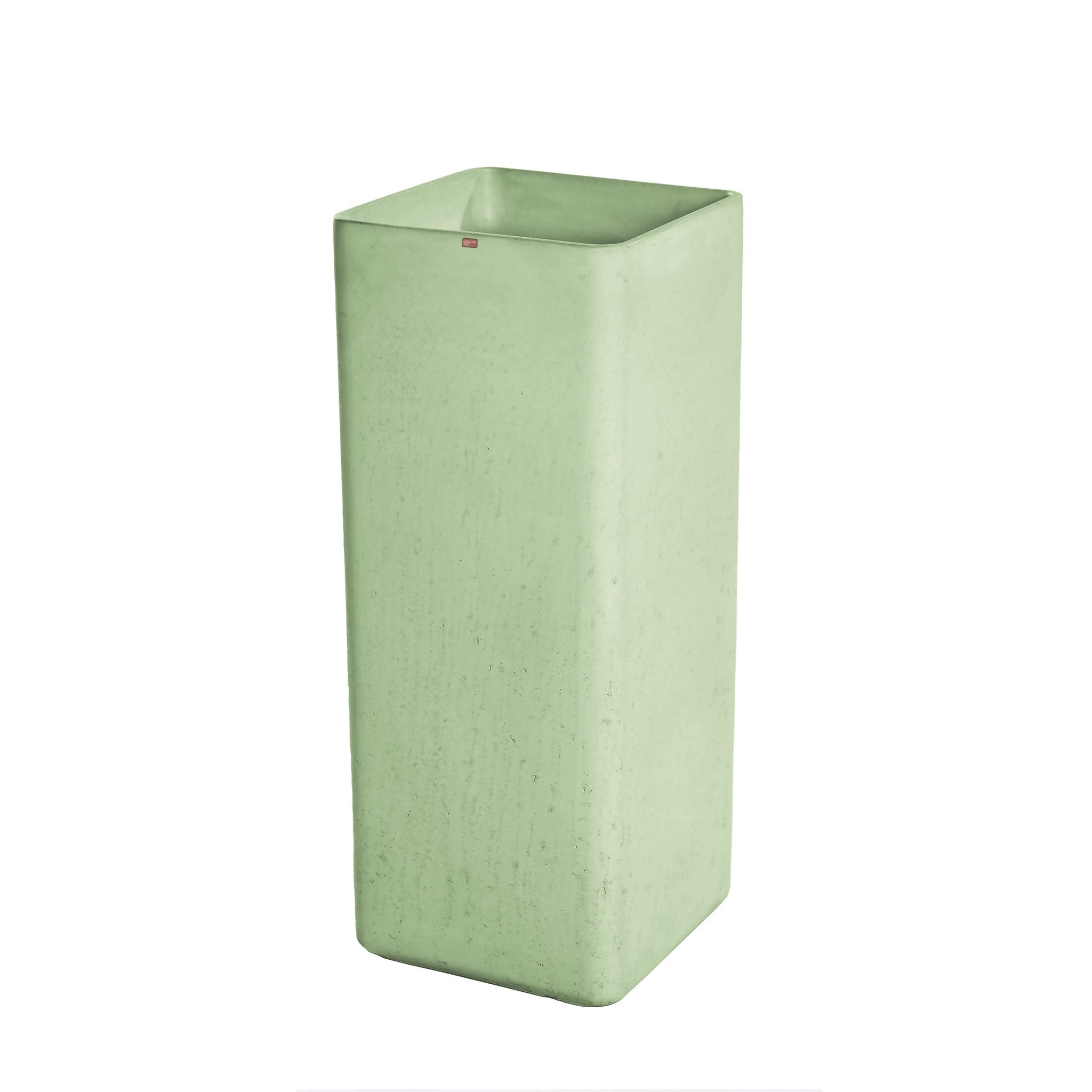 Konkretus, Konkretus Fladd06 15" Ceiba Green Square Pedestal Concrete Bathroom Sink