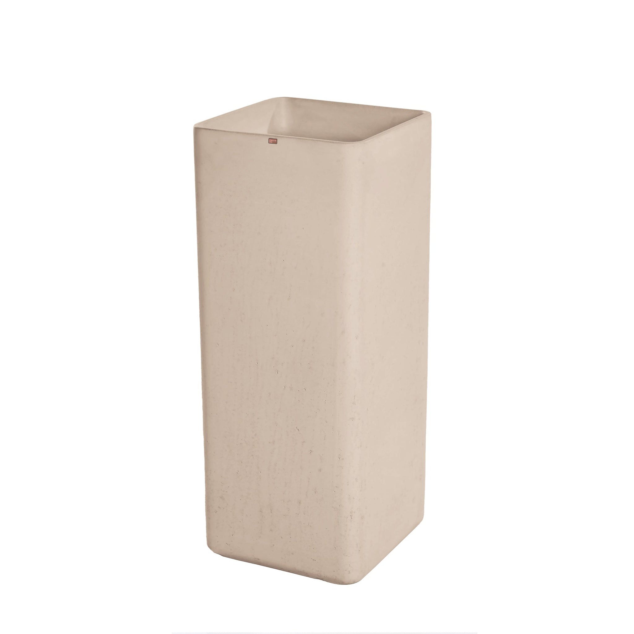 Konkretus, Konkretus Fladd06 15" Linen Beige Square Pedestal Concrete Bathroom Sink