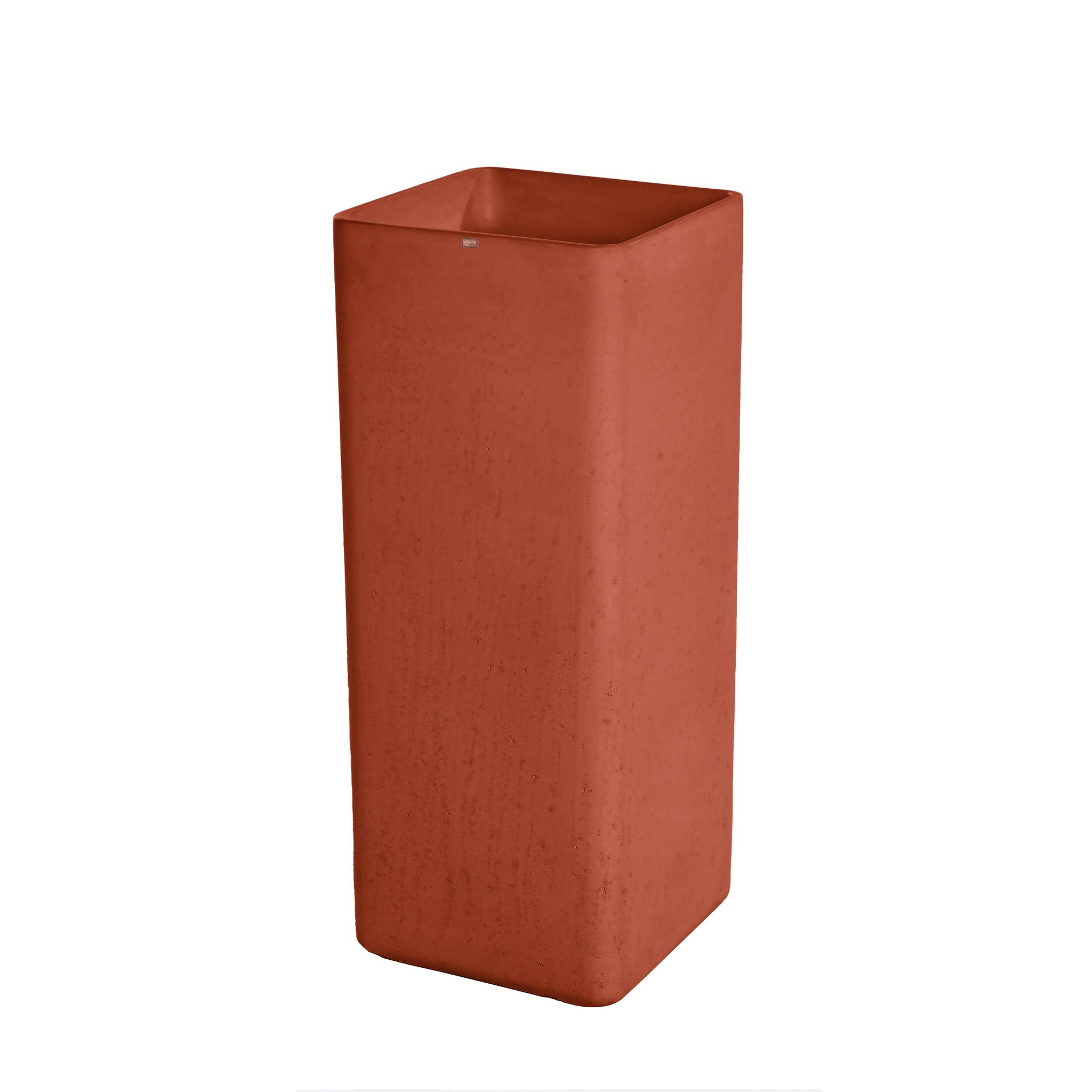 Konkretus, Konkretus Fladd06 15" Terracota Red Square Pedestal Concrete Bathroom Sink