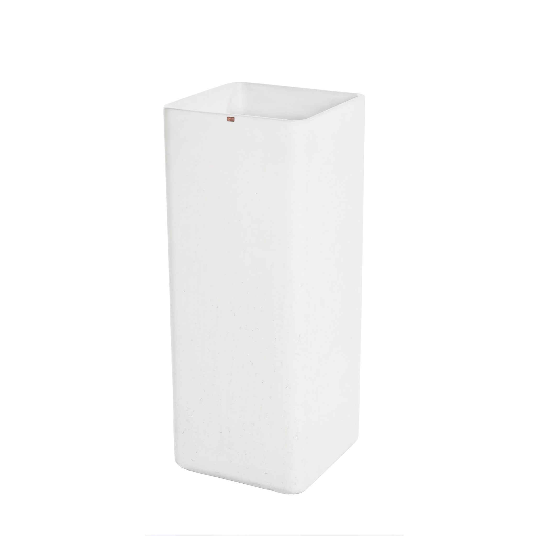 Konkretus, Konkretus Fladd06 15" Tulum White Square Pedestal Concrete Bathroom Sink