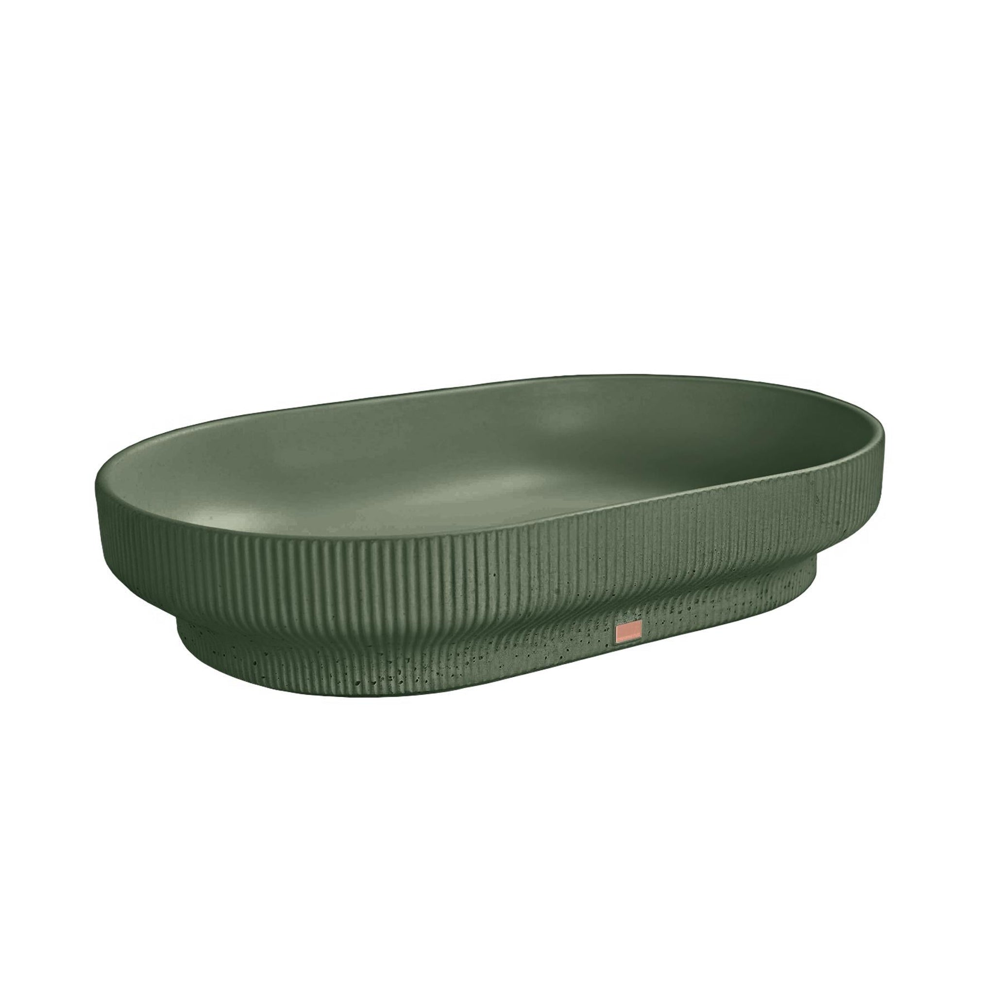 Konkretus, Konkretus Lotus02 22" Amazonic Green Top Mount Oval Vessel Concrete Bathroom Sink