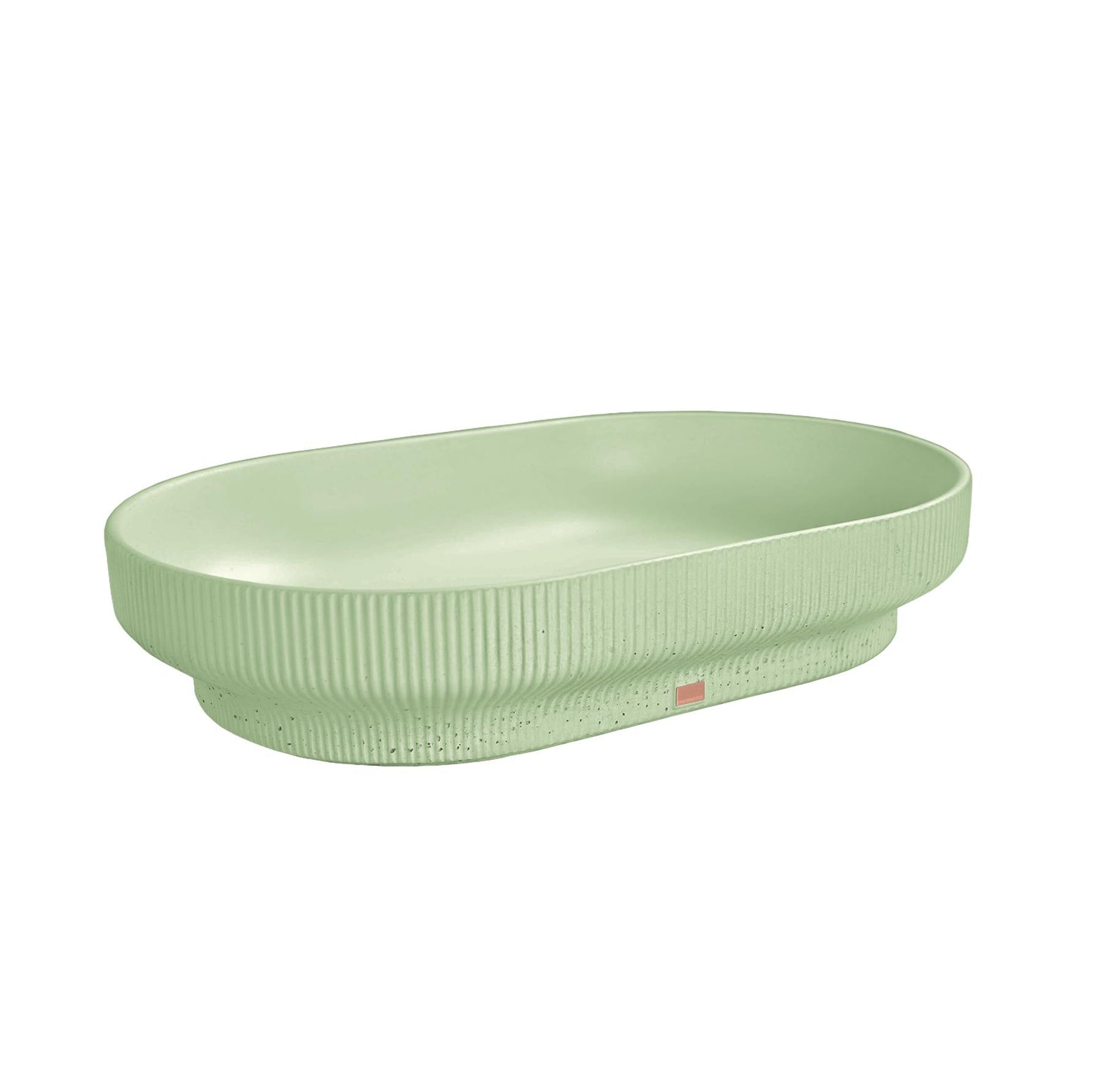 Konkretus, Konkretus Lotus02 22" Ceiba Green Top Mount Oval Vessel Concrete Bathroom Sink