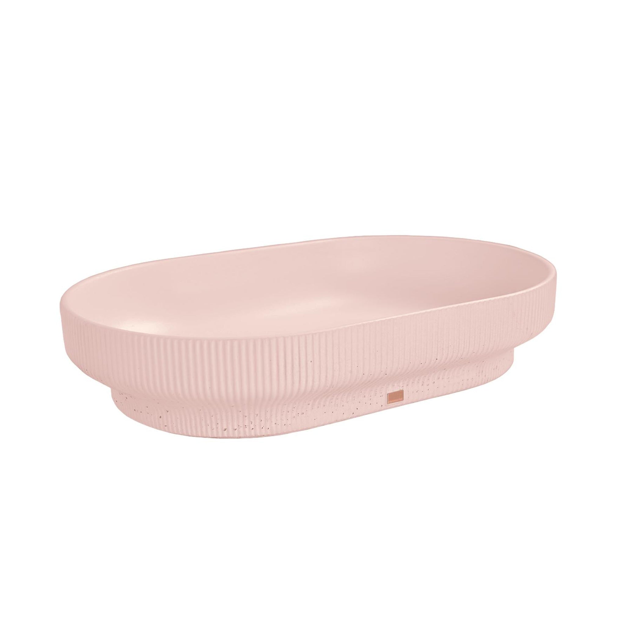 Konkretus, Konkretus Lotus02 22" Coral Light Red Top Mount Oval Vessel Concrete Bathroom Sink